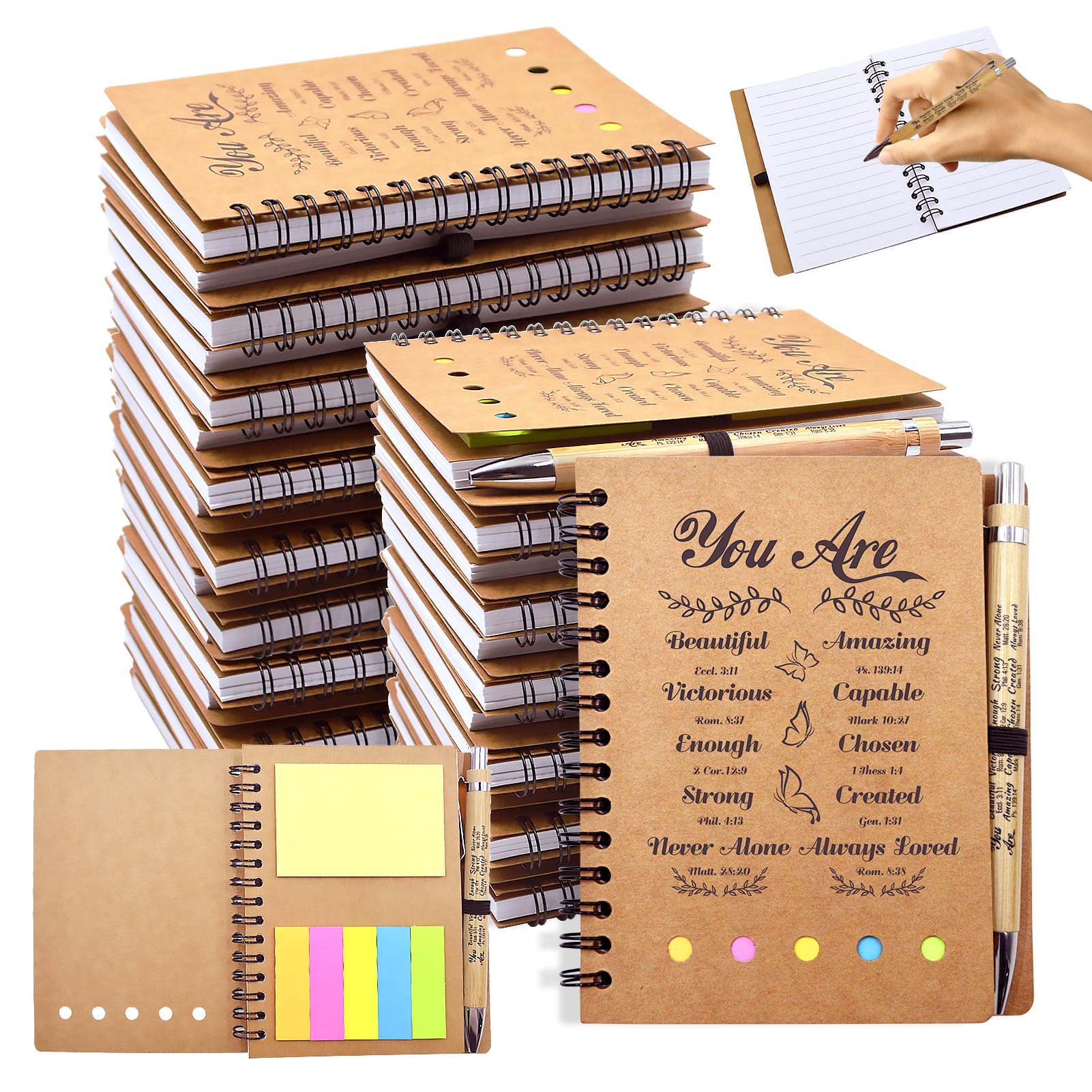 60 Pcs Christian Gifts Bulk - Prayer Journal Set with Bible Verse Pens & Notepads - Inspirational Church Gifts for Pastors, Teachers, Staff - Perfect for Bible Study, Sunday School, Christmas & Thanksgiving Gifting