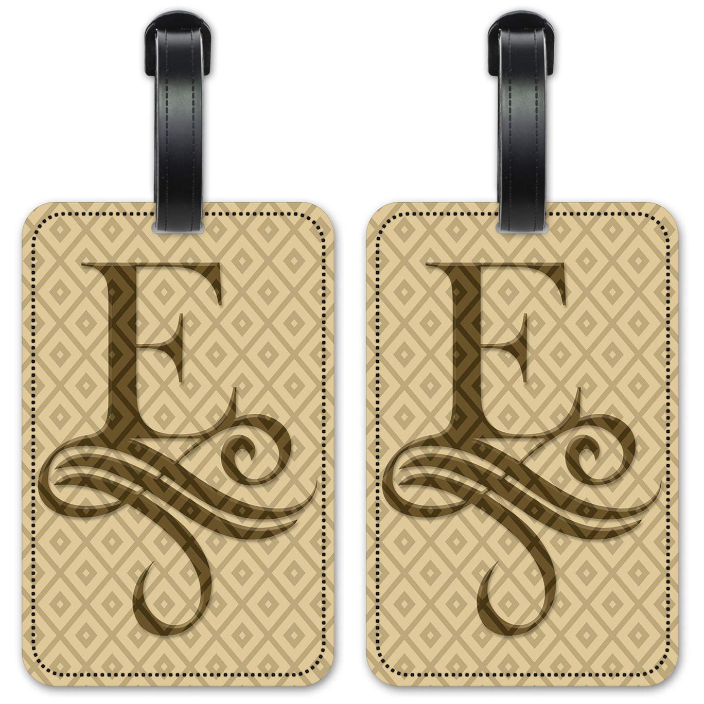 Personalized Letter E Monogram Luggage Tags - Durable Suitcase ID Cards for Travel - Set of 2 - Perfect for Airports, Cruise Ships & Business Trips