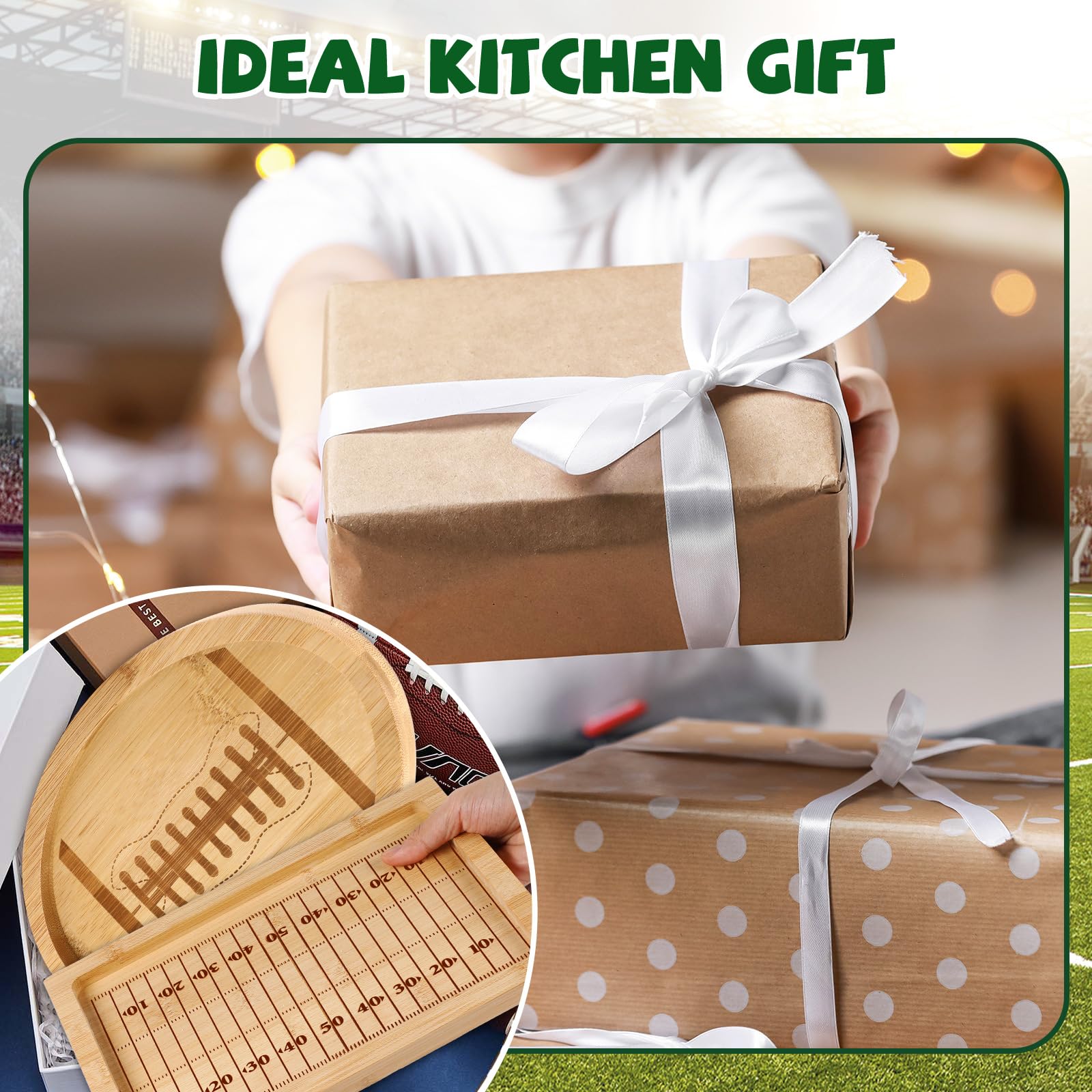 2pcs Wooden Football Serving Trays - Party & BBQ Decor