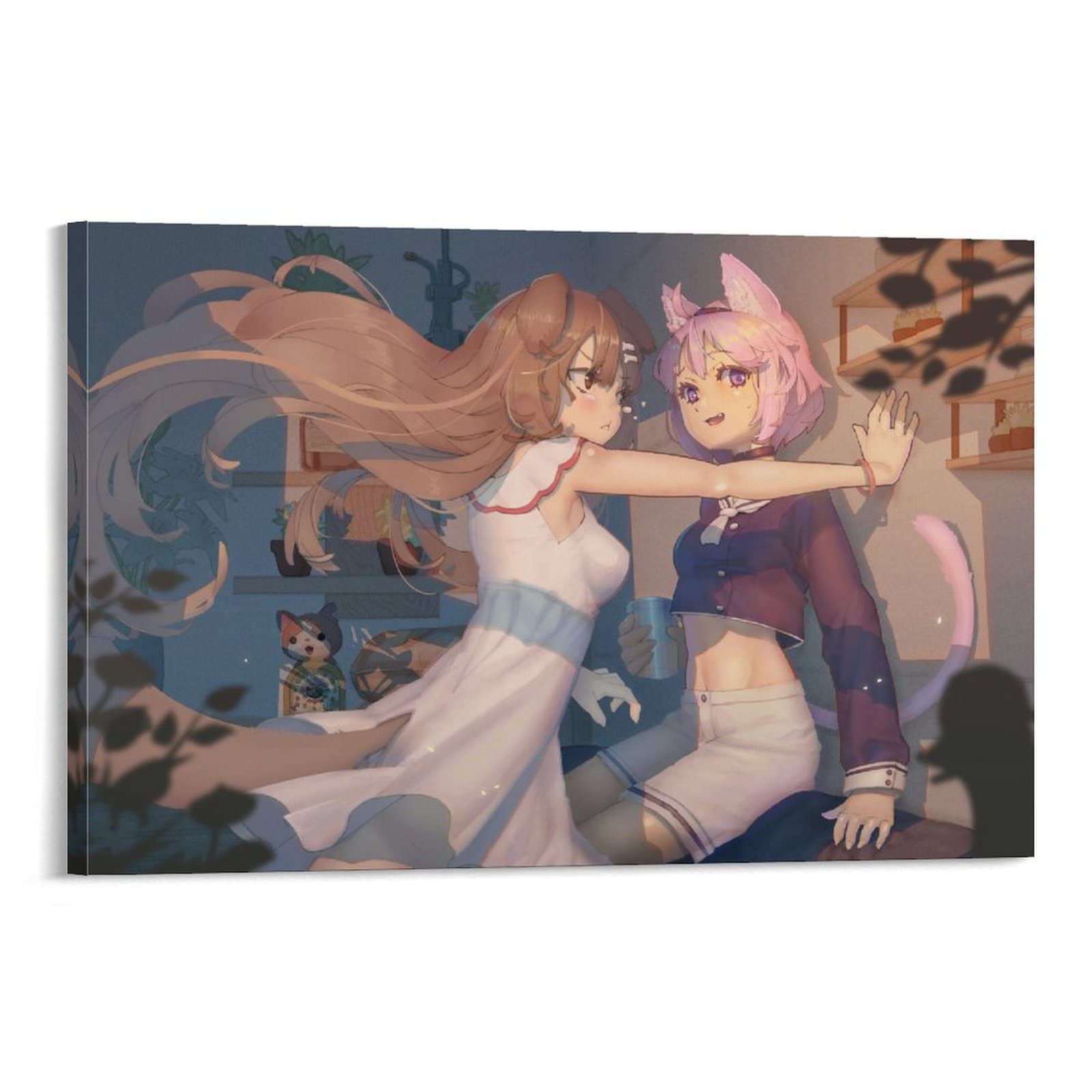 Anime Girl Wall Poster - Astolfo & Felix Canvas Art Print for Bedroom & Living Room Decor - 24x36 Inch (60x90cm) Framed Style - Perfect for Girls Room, Anime Lover Gift & Kawaii Home Decor