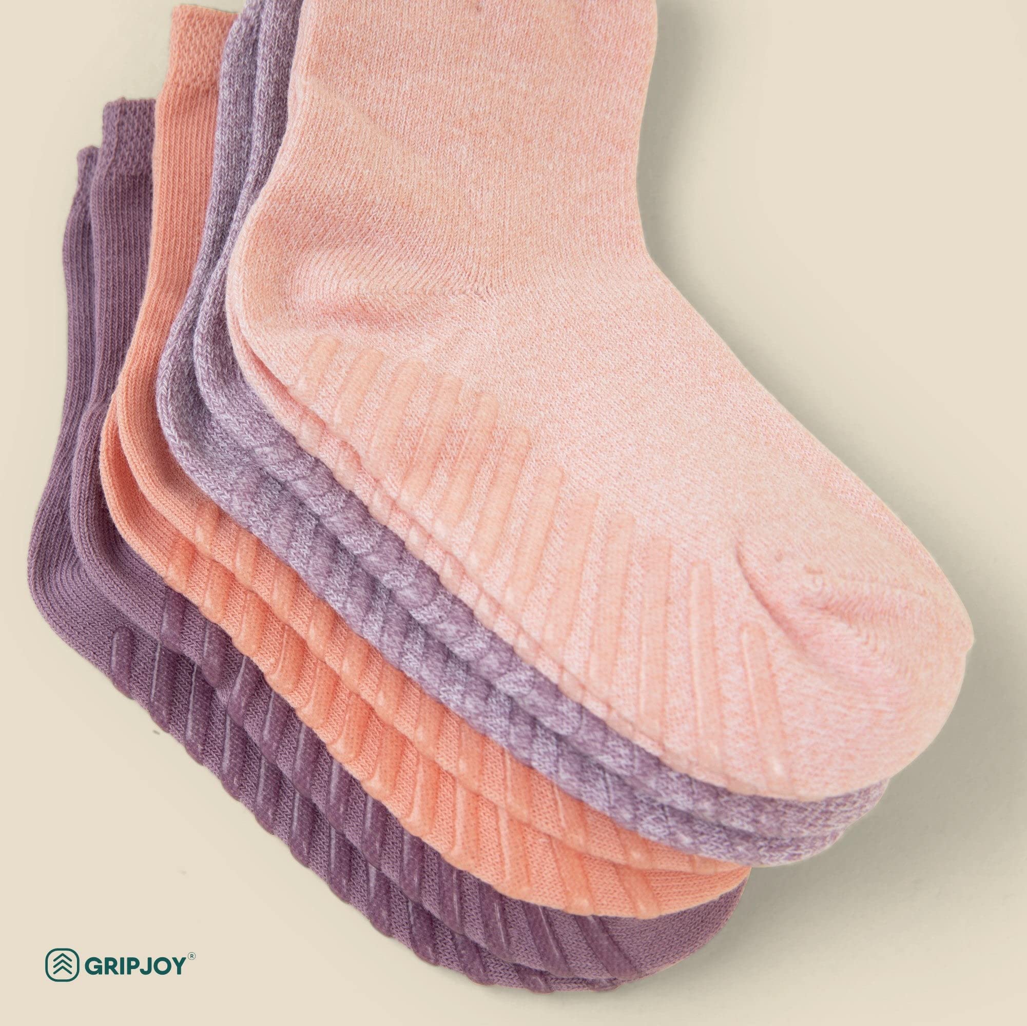 Gripjoy Non-Slip Toddler Socks with Grippers - 4 Pairs of Anti-Skid Baby Socks for Boys & Girls - Perfect for Playtime, Daycare, and Learning to Walk