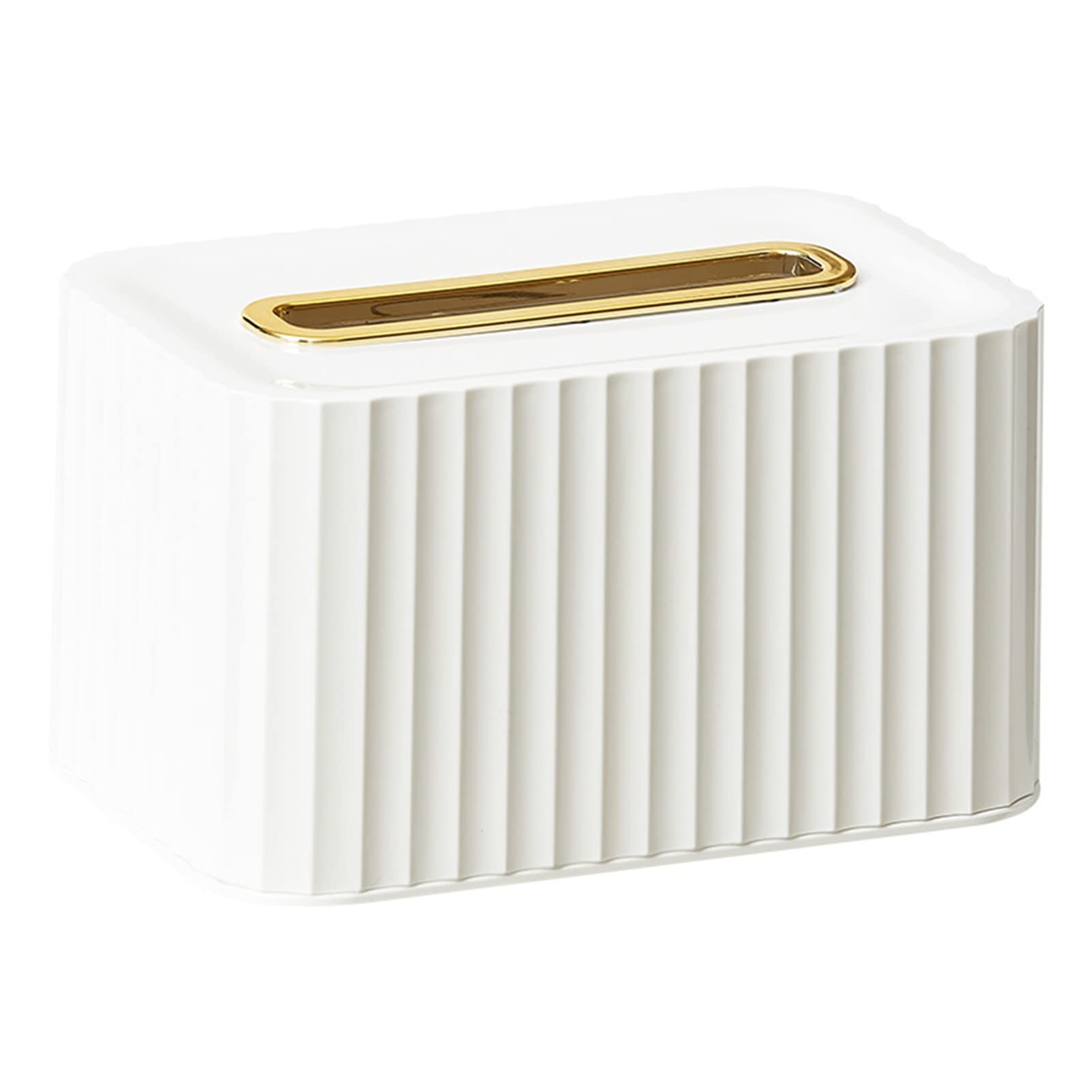 Unizhouxi Transparent Tissue Box Cover with Spring PET Paper Dispenser - Elegant White Gold Tissue Holder for Desktop, Bathroom, Kitchen & Car Use | Perfect for Home, Office and Vehicle Organization