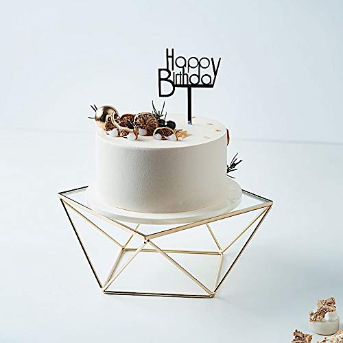 12-Inch Gold Clear Metal Glass Geometric Cake Stand - Elegant Wedding, Birthday Party, Reception Table Decor for Desserts & Centerpieces | Perfect for Anniversaries, Bridal Showers & Special Events
