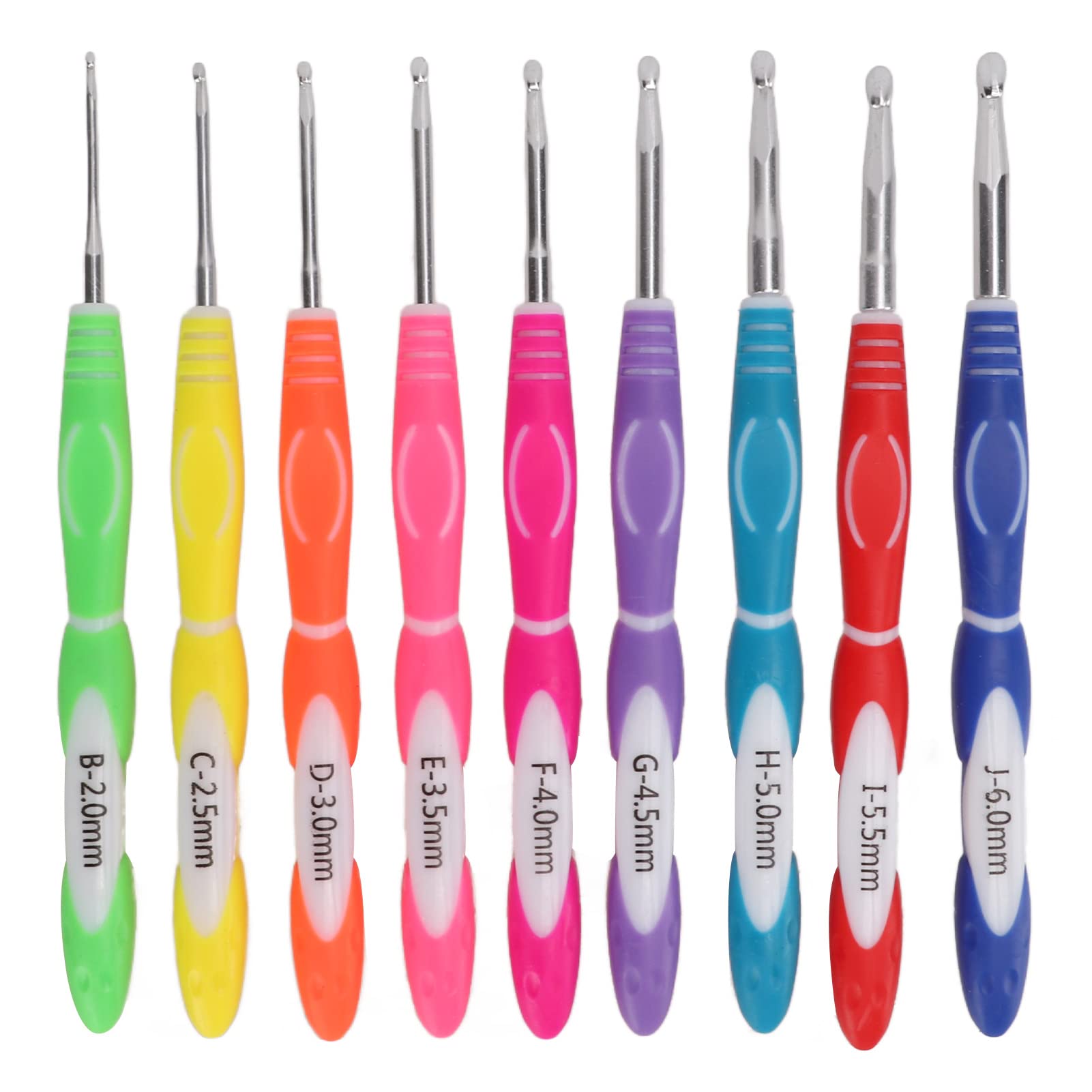 9Pcs Ergonomic Crochet Hooks Set - TPR & Aluminum Knitting Needles with Comfort Grip for Arthritis Relief | Perfect for Beginners & Professionals | Ideal for Scarves, Blankets & DIY Crafts (F Type-Blister Pack)