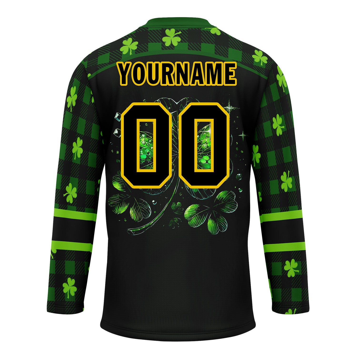 Custom Four Leaf Clover Personalized Hockey Jersey HCKJ01 E0615 - Unique Sports Apparel for Teams, Fans & Gifts - Perfect for Games, Tournaments & Fan Events