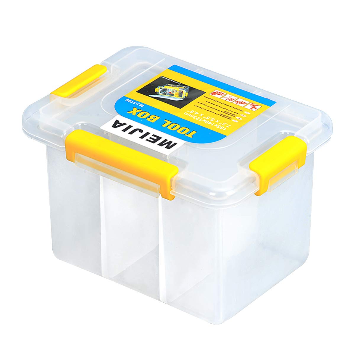 MEIJIA Plastic Tool Organizer Box with Removable Dividers - 7.5 Inch Storage Container for Workshop, Garage & Craft Supplies | Durable Toolbox for Screws, Nails & Small Parts Organization