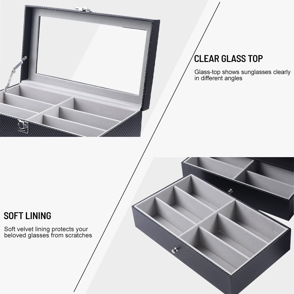 Stylish Eyeglass & Sunglass Storage Box - Durable Protective Case for Glasses & Shades - Perfect for Travel, Home, Office & Car Organization