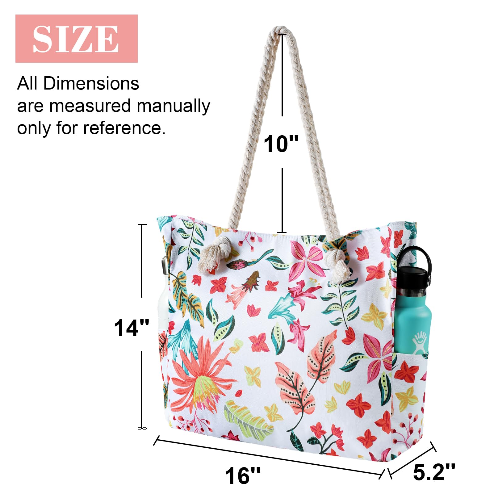 Waterproof Beach Tote Bag for Women - Large Sandproof Pool Bag for Swimming & Travel