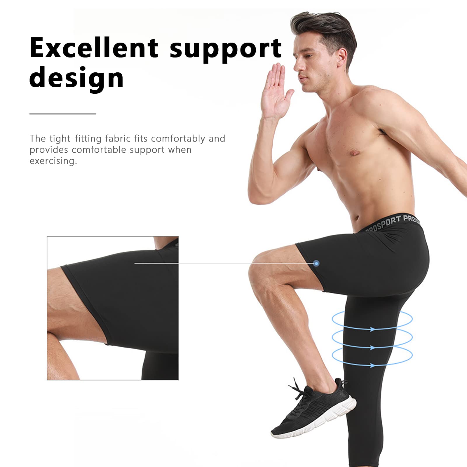 2 Pack Men's Compression Pants - Gym Running Basketball Leggings for Workout & Sports (White+Black, XL)