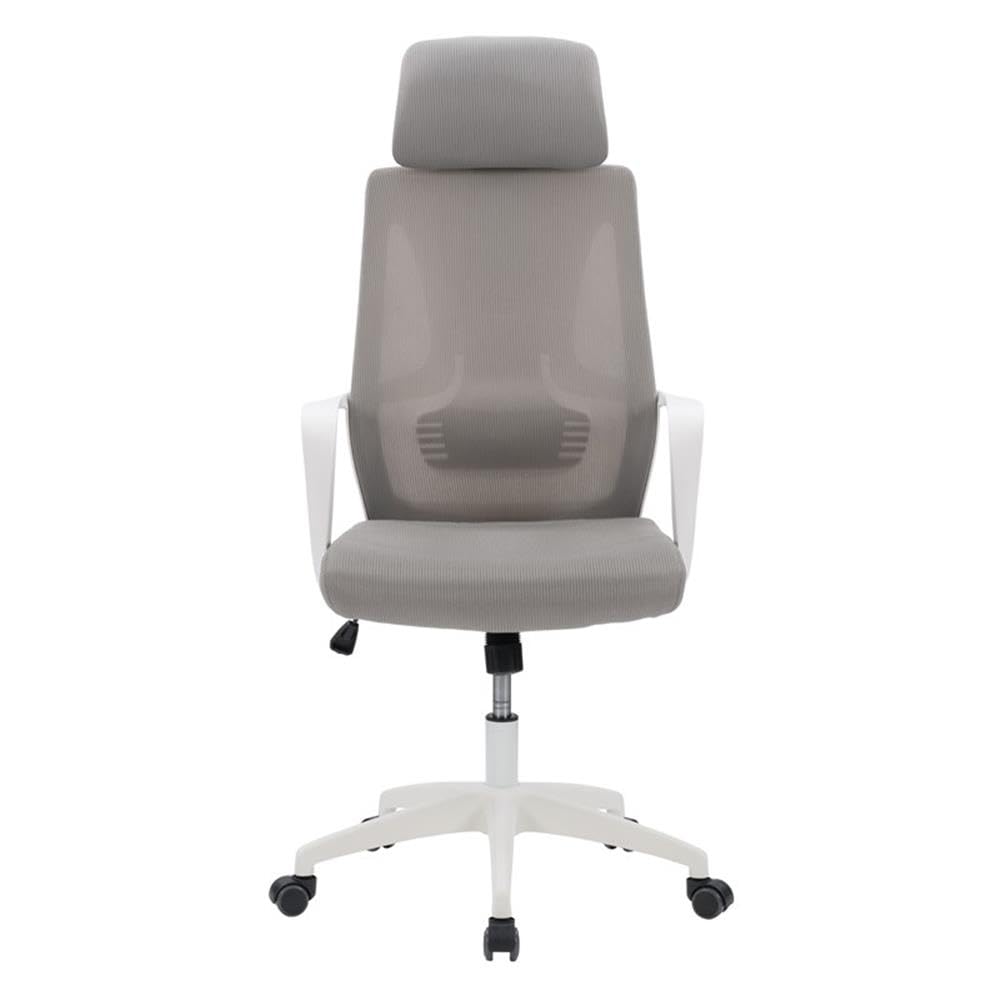 Ergonomic Fabric Mesh Office Chair with Adjustable Height - Gray & White - Perfect for Home Office, Workspace, and Gaming Desks