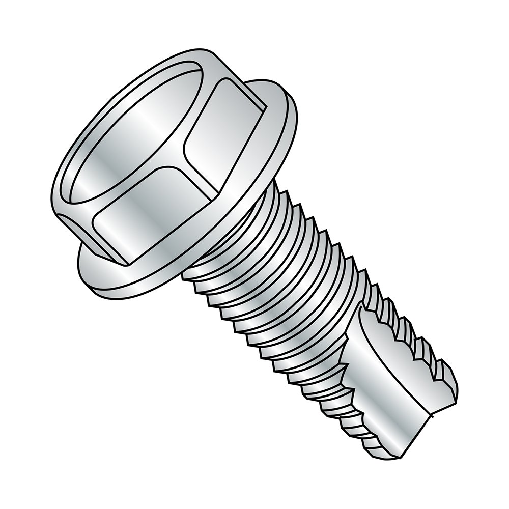 Small Parts 08123W #8-32 Thread Cutting Screw, Zinc Plated Hex Washer Head, Type 23, 3/4
