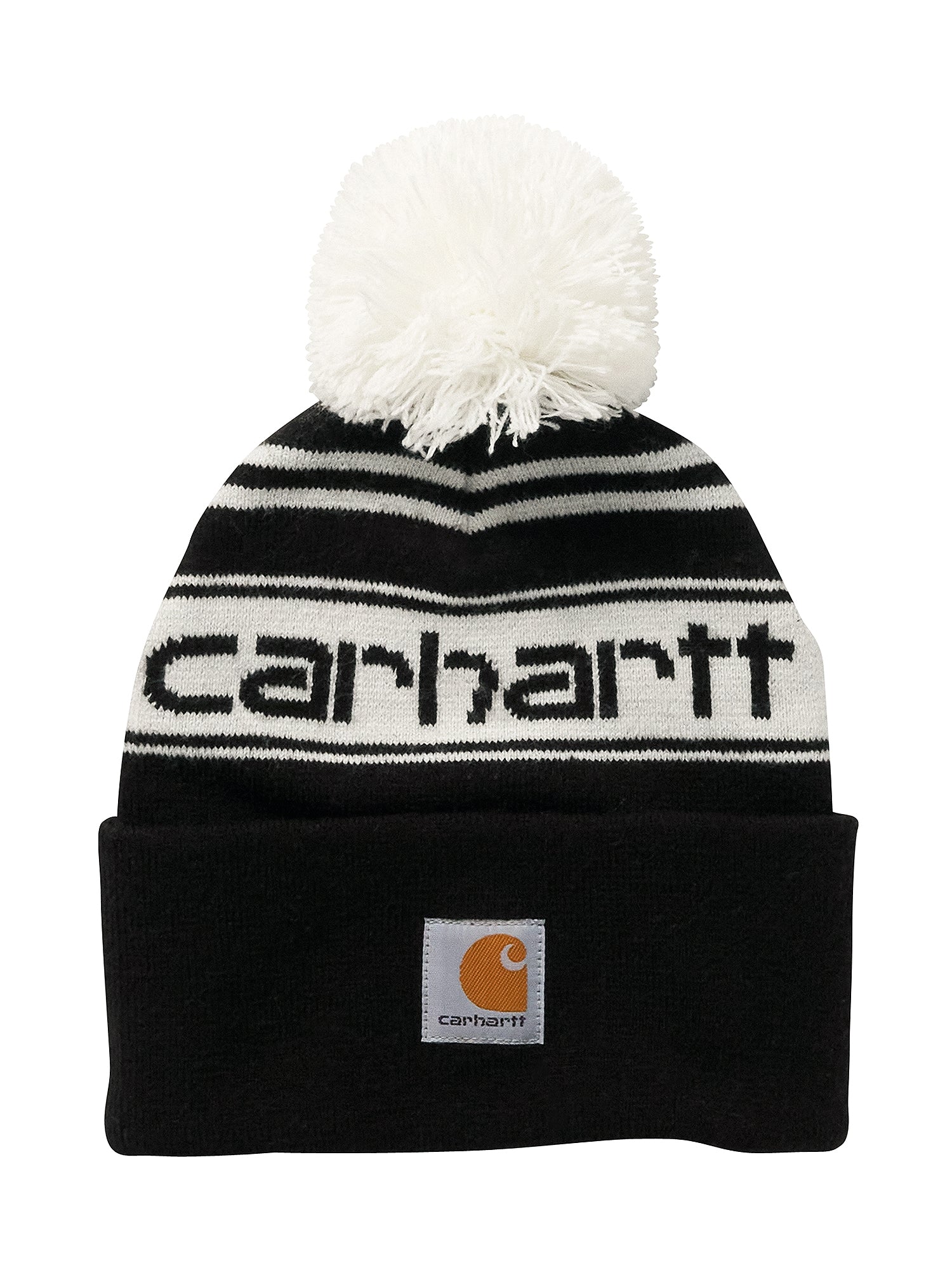 Carhartt Pom Pom Cuffed Logo Beanie - Warm Winter Hat for Men & Women - Perfect for Skiing, Snowboarding & Outdoor Activities