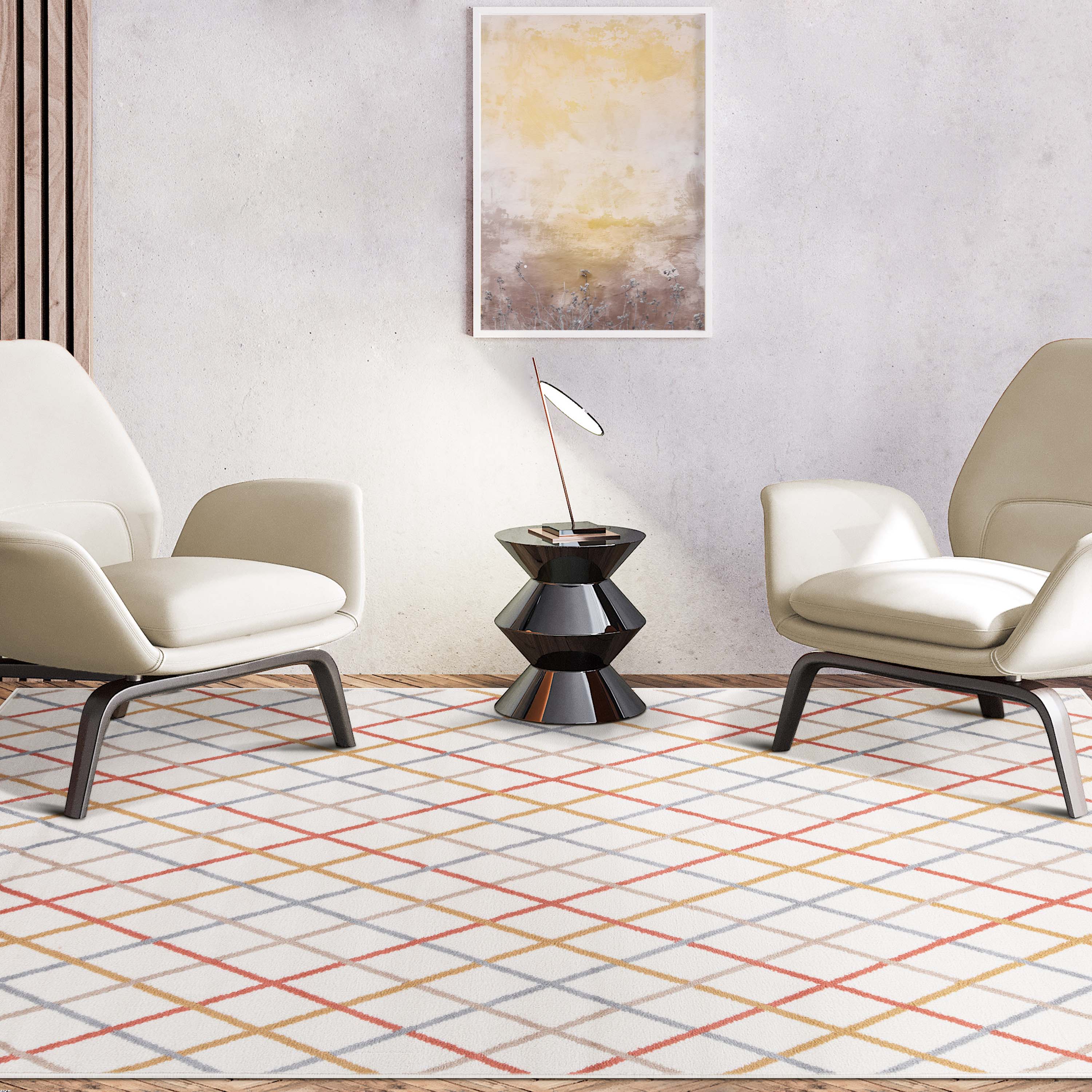 Ellis Diamond Trellis Modern Indoor Area Rug - Soft Non-Slip Living Room Carpet for Bedroom, Nursery & Home Decor - Perfect for Cozy Spaces & High Traffic Areas