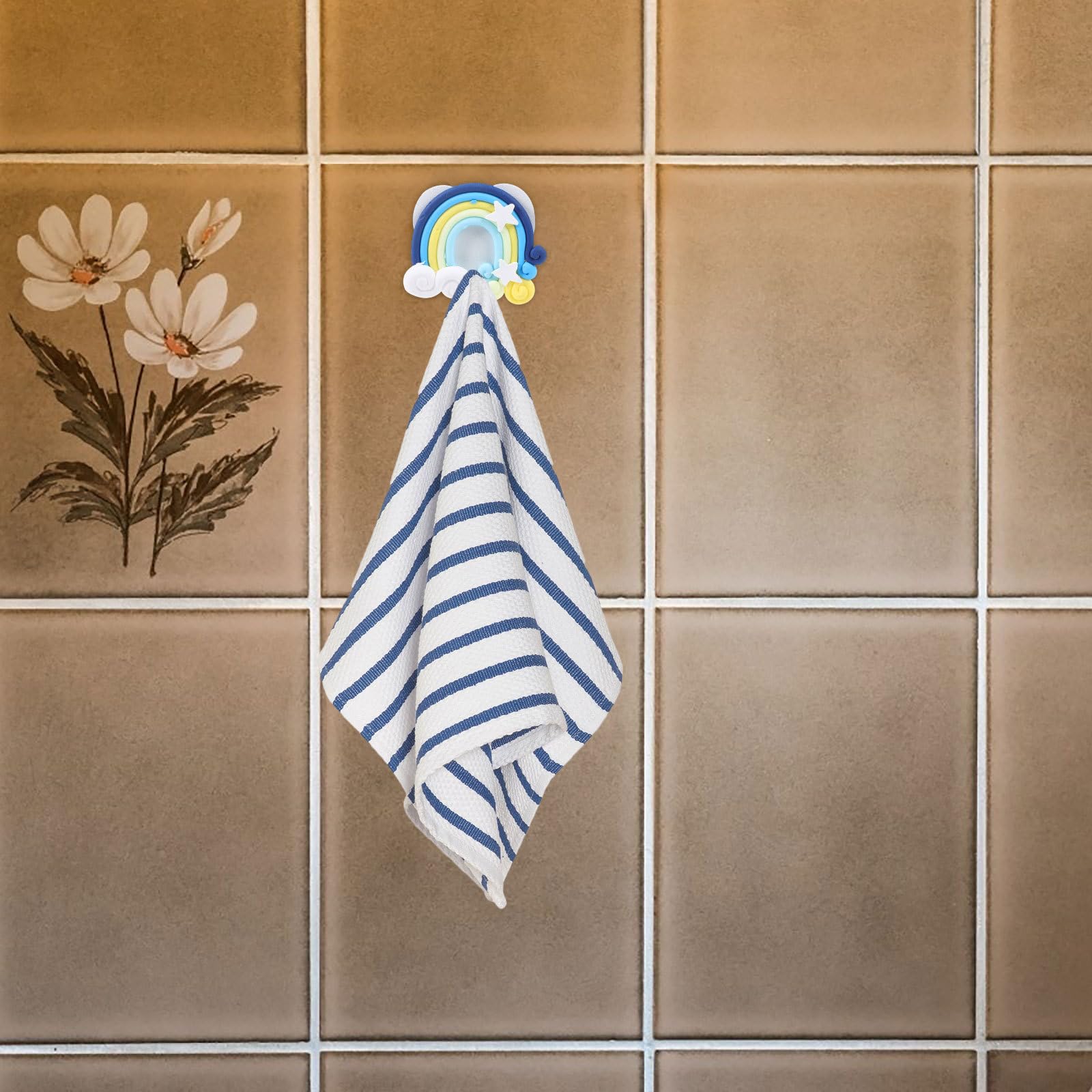 Rainbow Hooks - 10 Pack Heavy Duty Adhesive Wall Hooks for Bathroom, Kitchen, Living Room & RV - Decorative Shower Hooks for Towels, Robes & Organizing - Perfect for Home, Office & Camper Use