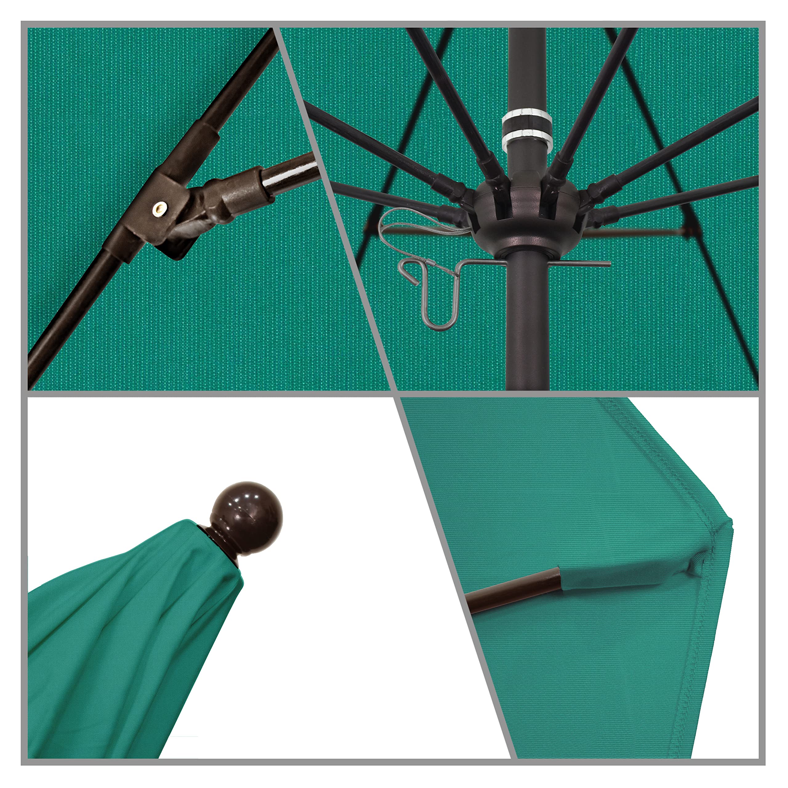 California Umbrella 9' Round Venture Series Commercial-Grade Patio Umbrella with Push-Open Pin Stop Mechanism in Bronze Finish & Sunbrella Aztec Fabric - Perfect for Outdoor Dining, Poolside Lounging, and Backyard Entertaining