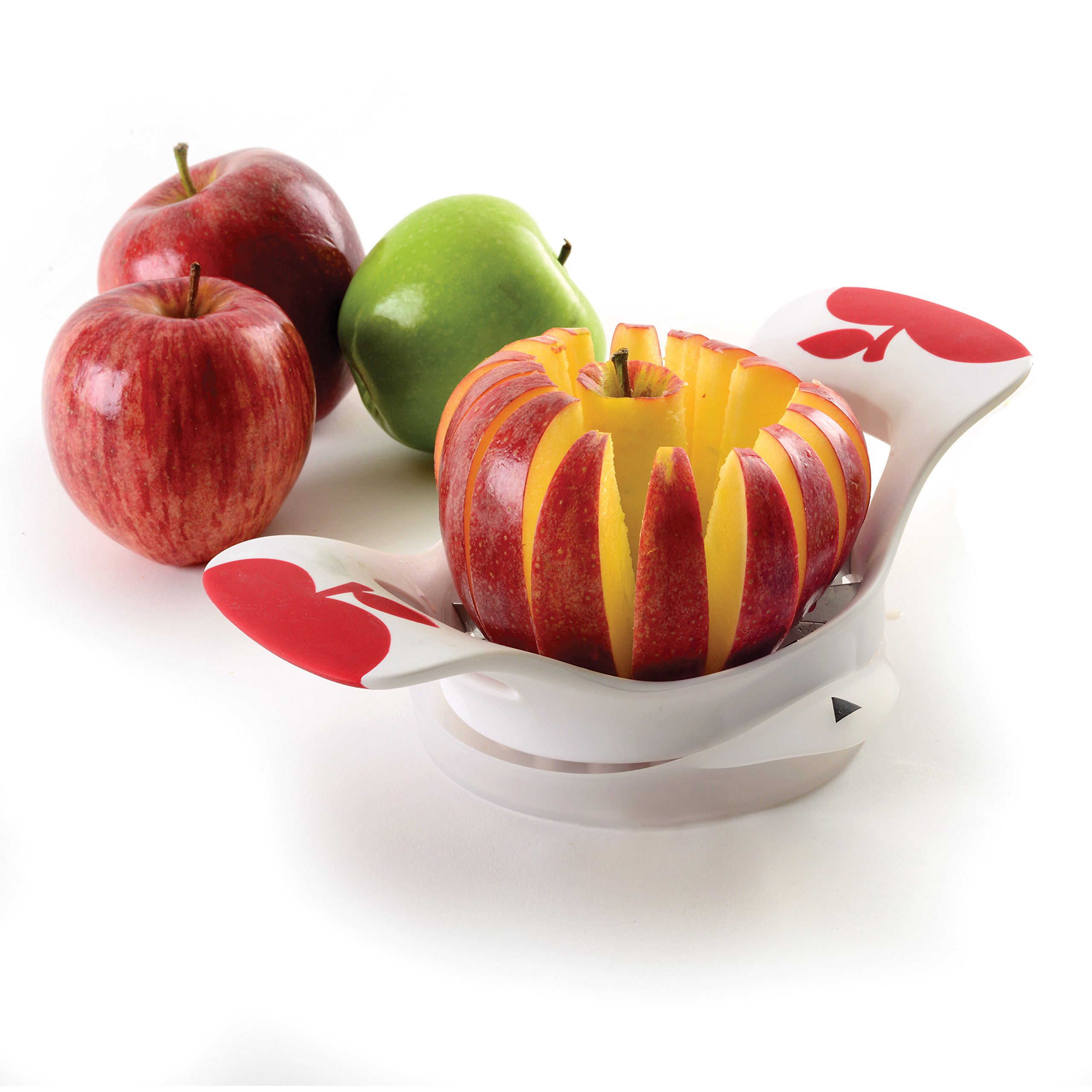 NORPRO NOR-5133 Grip-Ez 16-Slice Fruit Wedger with BSE - White | Easy Fruit Cutter for Apples, Melons & Pineapples | Perfect for Kitchen, Picnics & Party Platters