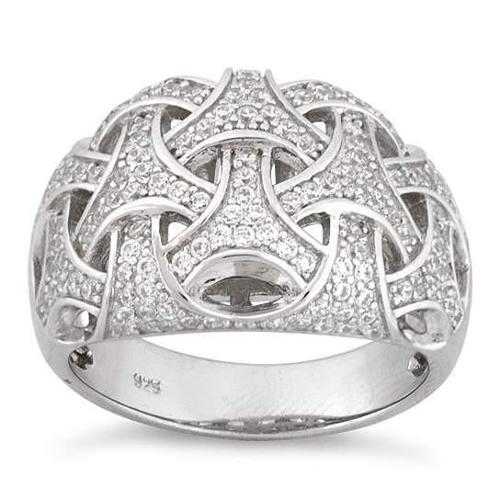 Elegant Commitment Ring with Woven Design & CZ Stones - Platinum Plated for Women | Perfect for Anniversaries, Engagements & Romantic Gifts