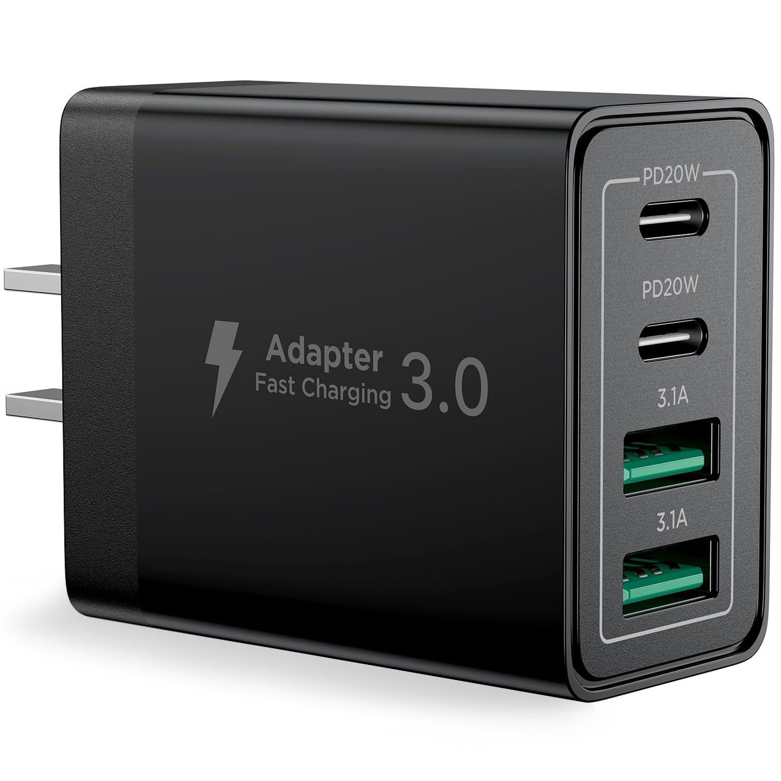 40W Dual Port USB C Wall Charger with PD & QC 3.0 - Fast Charging Block for iPhone 15/14/13/12 Pro Max, iPad, Galaxy S23, Pixel, LG Tablet & Android Devices - Compact Power Adapter for Home, Office & Travel