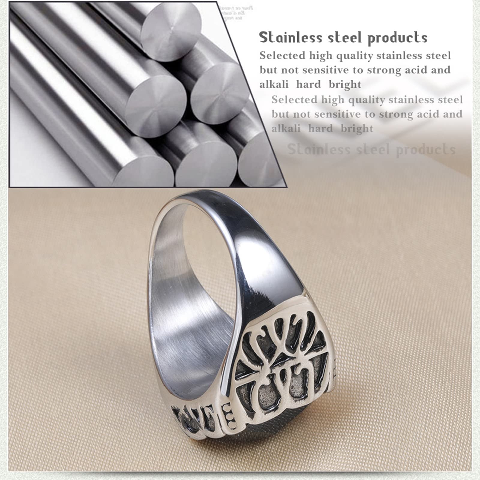 Stylish Men's Stainless Steel Rings with Black Stone - Trendy Fashion Jewelry Gift for Him & Her - Perfect for Weddings, Anniversaries, and Everyday Wear