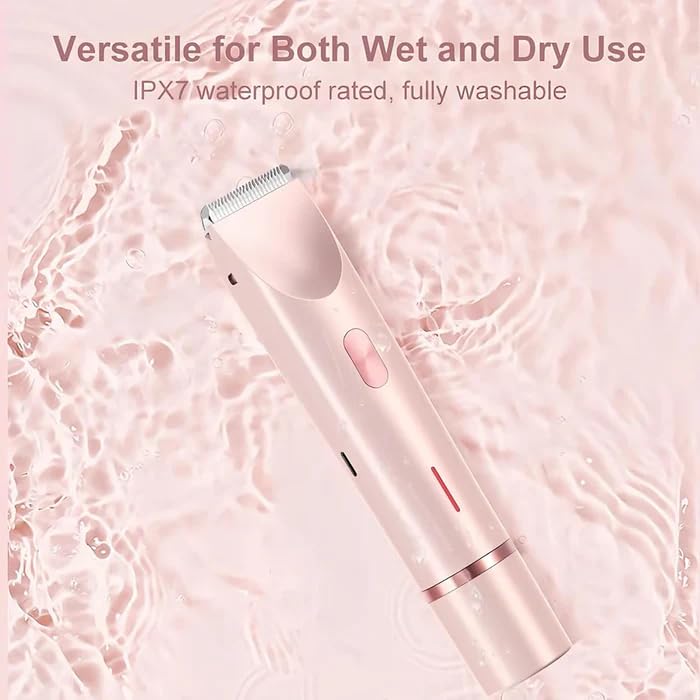 3-in-1 Electric Shaver for Women - Bikini Trimmer & Pubic Hair Remover with Dual Head, Rechargeable & Waterproof (Pink) | Perfect for Travel, Gym & Sensitive Skin Care