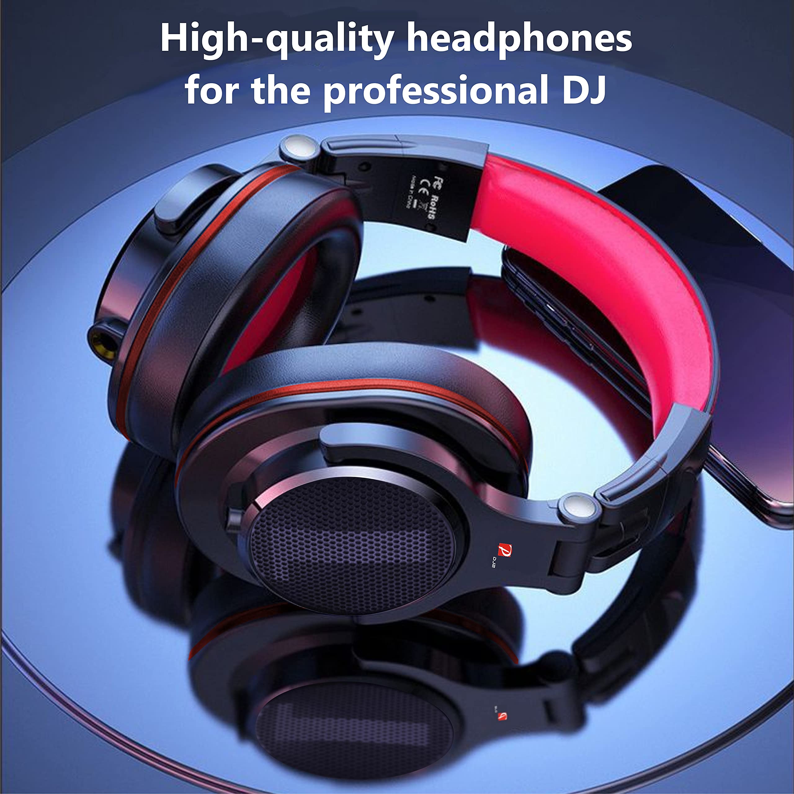 Prosonic DJ2G Over-Ear Headphones - Wired Bass Headset with 40mm Driver, Foldable Lightweight Design, SharePort & Built-in Mic for Recording, Mixing, Podcasting, Gaming & Music - Perfect for Studio, PC, TV & Travel (Black Grey)