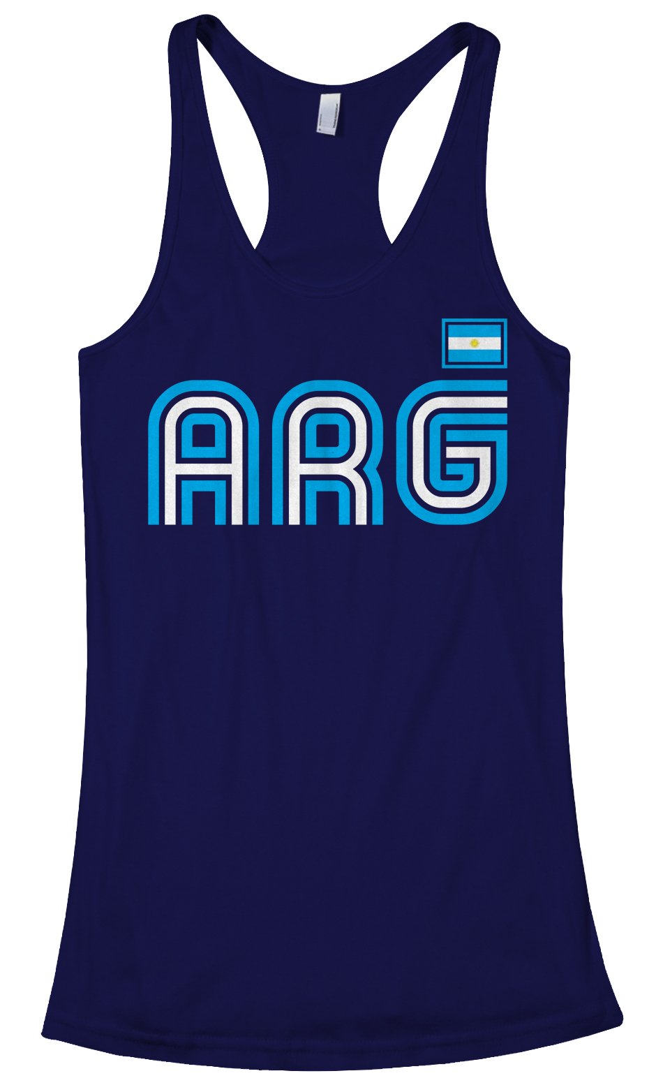Threadrock Women's Argentina Athletic Retro Racerback Tank Top - Breathable Workout Shirt for Running, Yoga & Gym - Vintage Style Activewear
