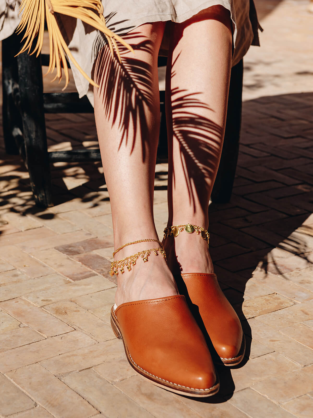 Comfortable Tan Leather Mules for Women - Slip On Casual Shoes for Walking, Travel & Everyday Wear