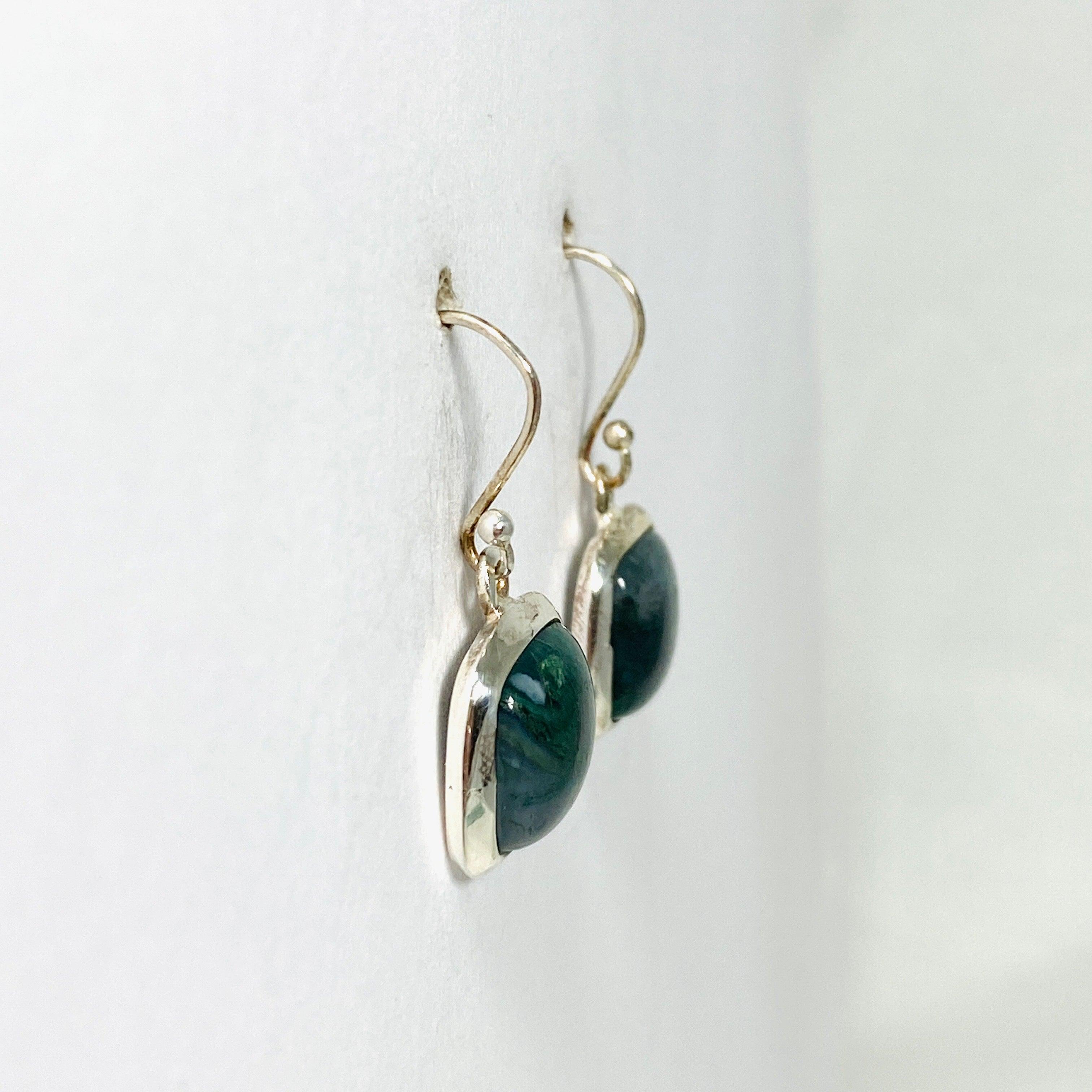 Natural Moss Agate Square Stud Earrings for Women - Hypoallergenic Sterling Silver 925 - Elegant Minimalist Jewelry for Daily Wear & Special Occasions