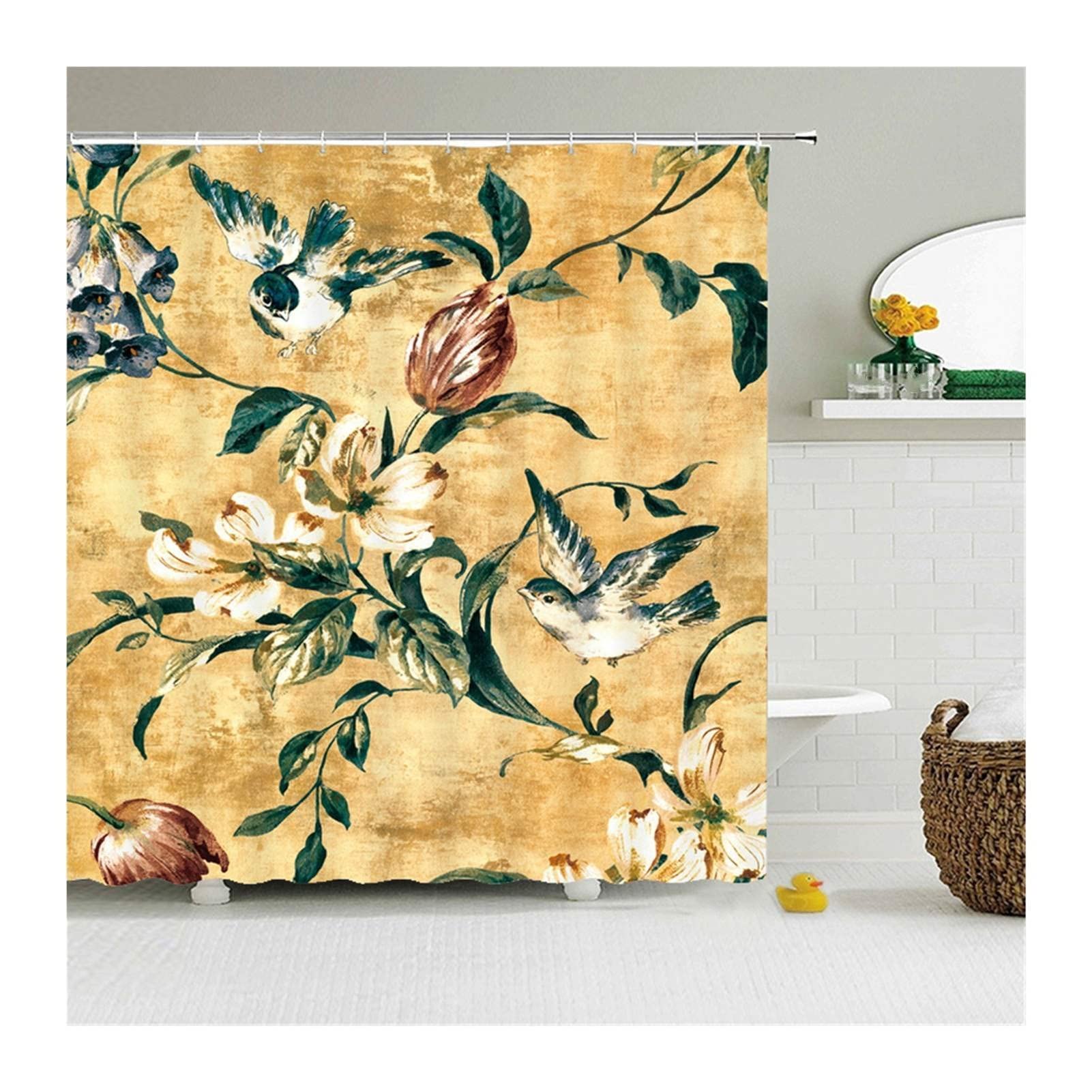 3D Floral Shower Curtain Waterproof Bathroom Decor - 240x180cm Elegant Design for Modern Home & Spa - Perfect for Bathrooms, Guest Rooms, and Beach Houses (Color: 553L)
