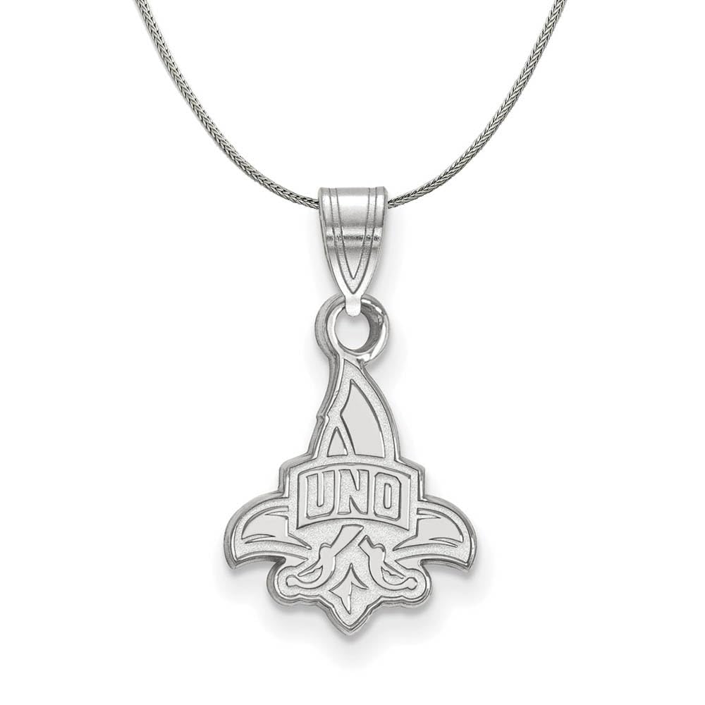 Sterling Silver Black Bow University of New Orleans Pendant Necklace - 16 Inch Chain, Perfect for Graduation Gifts & Alumni Pride