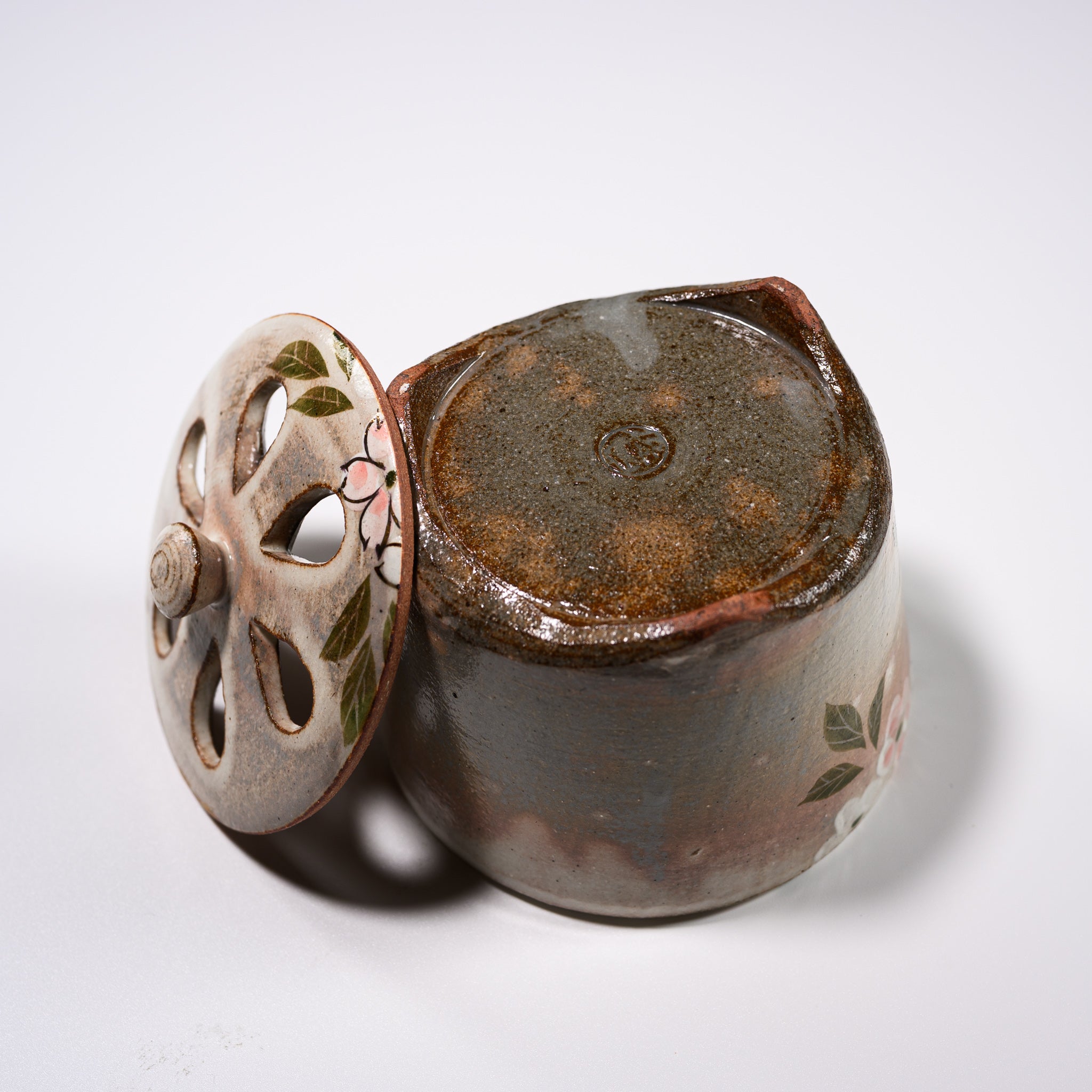 Kyo Kiyomizu Ware Ceramic Incense Burner - Kenzante Sakura Design | Japanese Zen Meditation, Home Decor & Aromatherapy Accessory