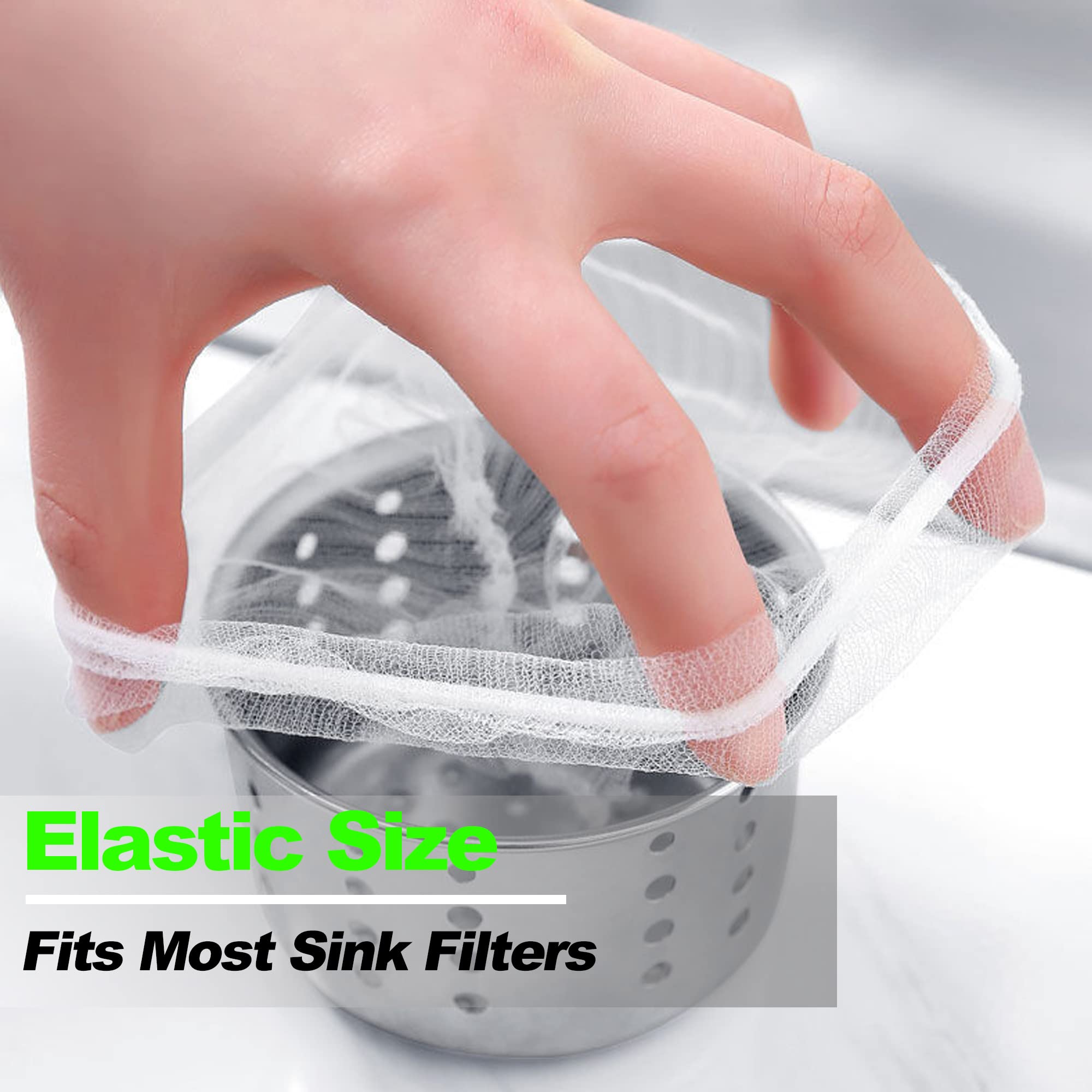 100-Pack Disposable Mesh Sink Strainer Bags - High Elasticity Kitchen Sink Filter for Food Waste & Leftovers | Perfect for Collecting Garbage, Preventing Clogs in Kitchen Sinks & Drains
