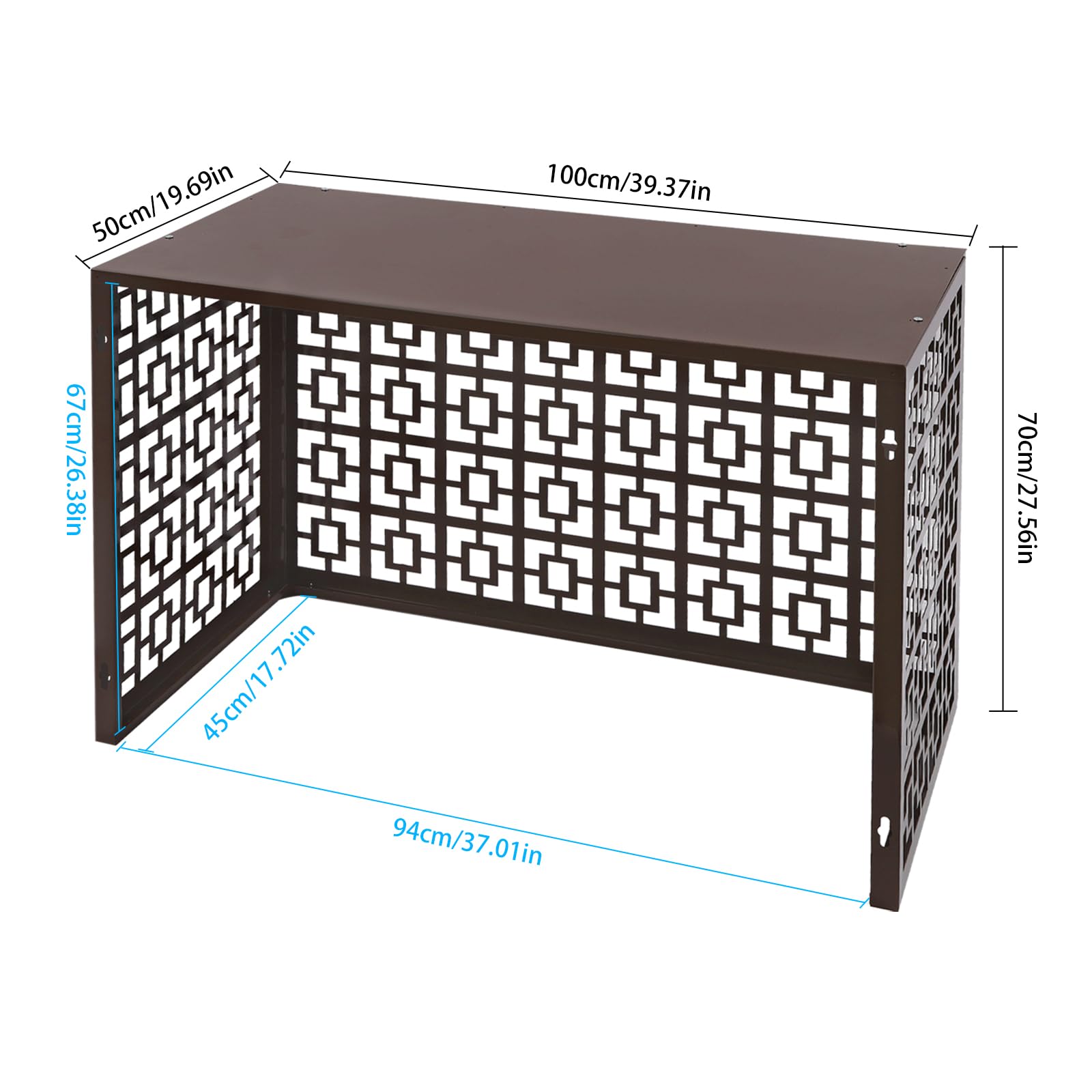 Free Standing Metal Air Conditioner Privacy Fence Screen for Outdoor AC Units - 39.4