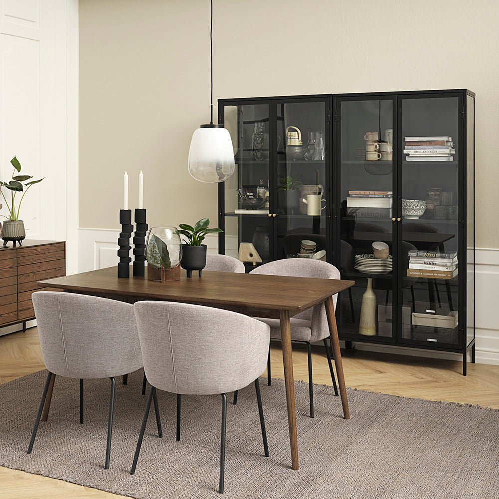 Black CARMEL 2 Door Glass Display Cabinet 90x190cm - Perfect for Showcasing Collectibles, China & Home Decor in Living Room or Office