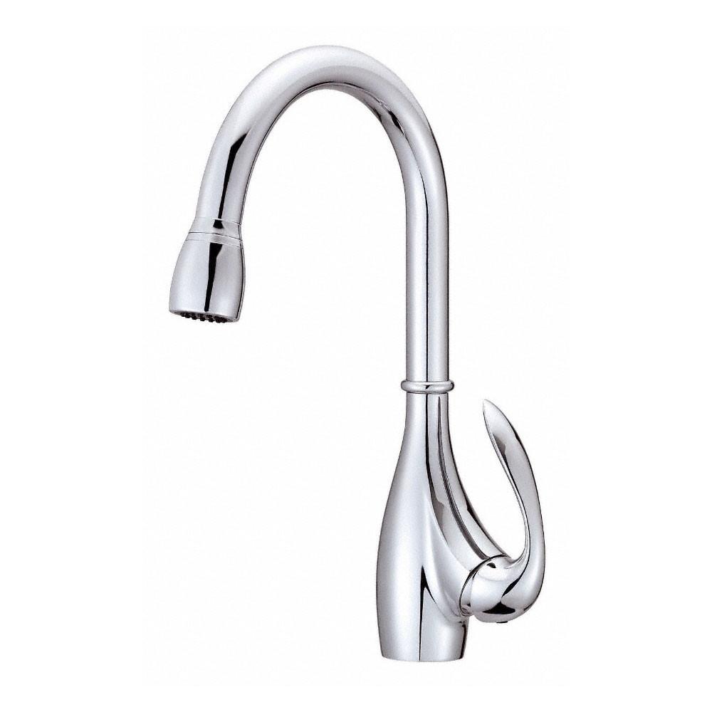 Danze Bellefleur Chrome Single Handle High Arc Pull Down Sprayer Kitchen Faucet - Modern Design for Easy Dishwashing & Food Prep in Home & Commercial Kitchens