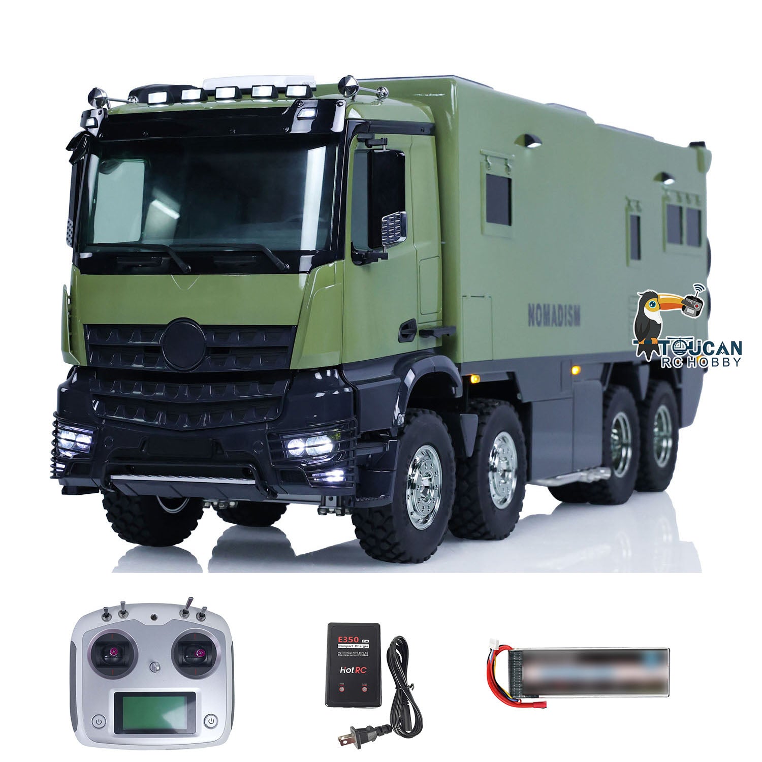 1/14 Scale 8x4 RC Recreational Vehicle RTR Remote Control Car with Sound, Light & Smoke Effects - Ready-to-Run Touring Car for Adults & Kids - Perfect for Caravaning, Off-Road Adventures & Backyard Racing