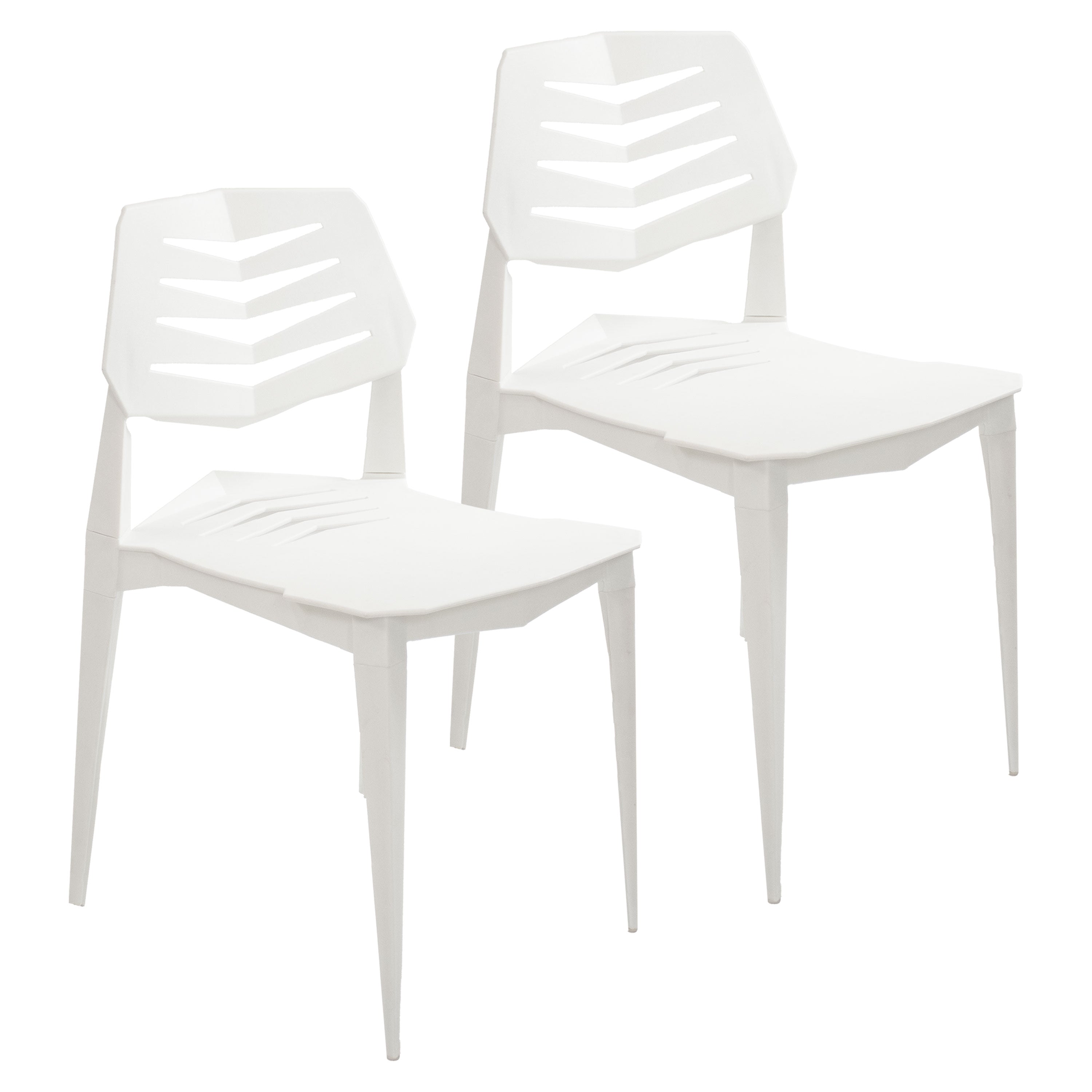 Sunnydaze Matisse Plastic Outdoor Dining Chair - Weather-Resistant Patio Furniture for Garden, Poolside & Backyard Dining - Set of 2 Stackable Chairs