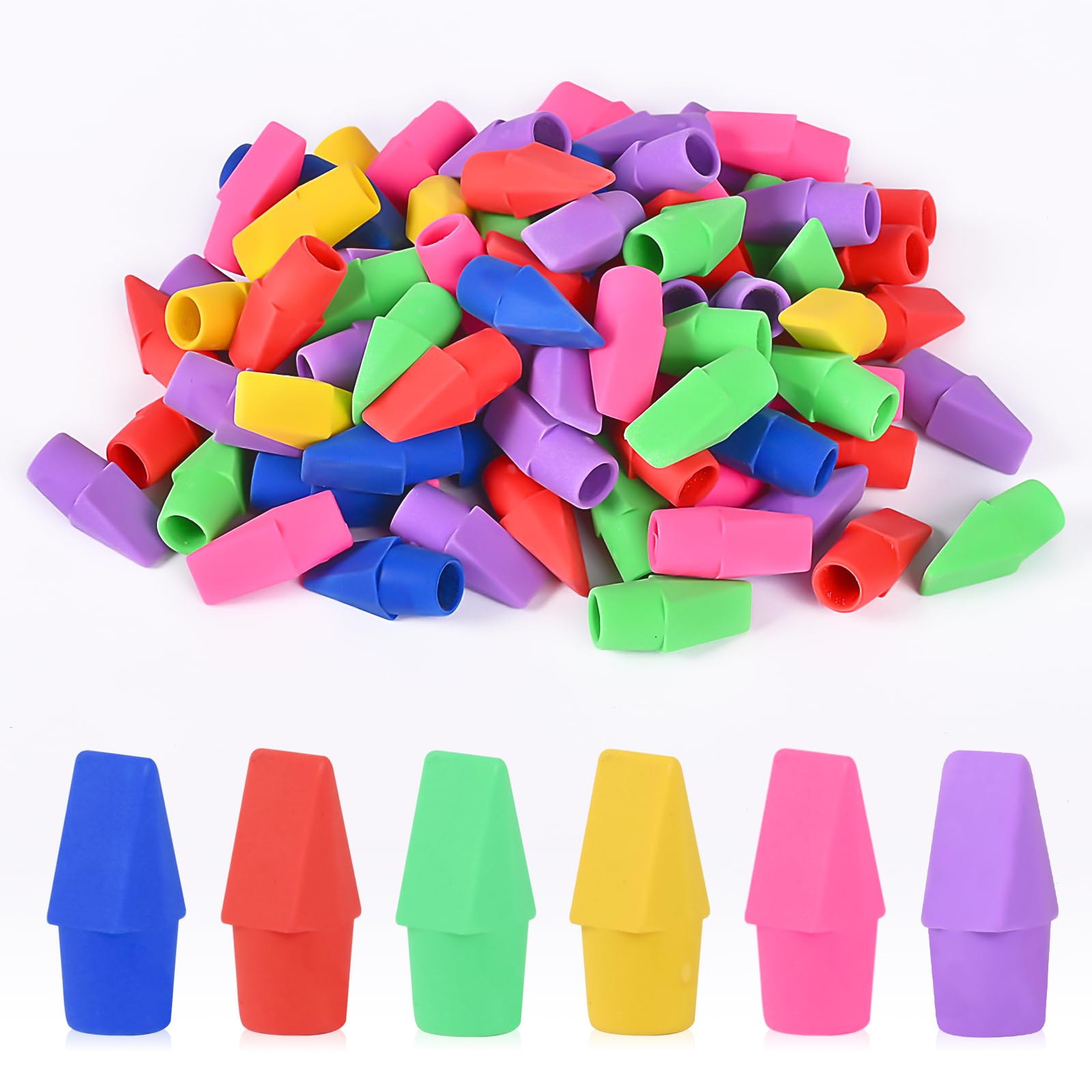 130 Pencil Eraser Caps - School & Office Supplies for Teachers & Students