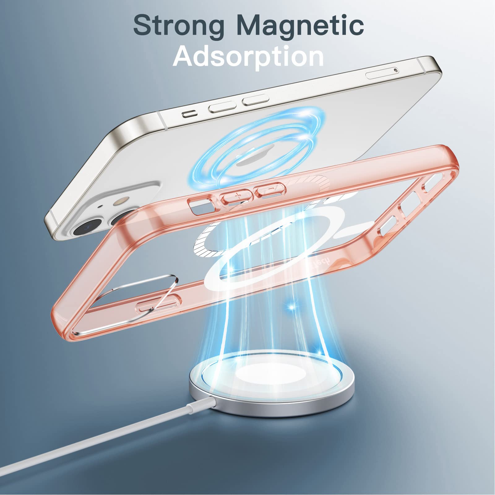 JETech Magnetic Case for iPhone 12/12 Pro 6.1 Inch - MagSafe Compatible Wireless Charging, Shockproof Bumper Cover with Anti-Scratch Clear Back (Rose Gold) - Perfect for Daily Use, Travel & Outdoor Activities