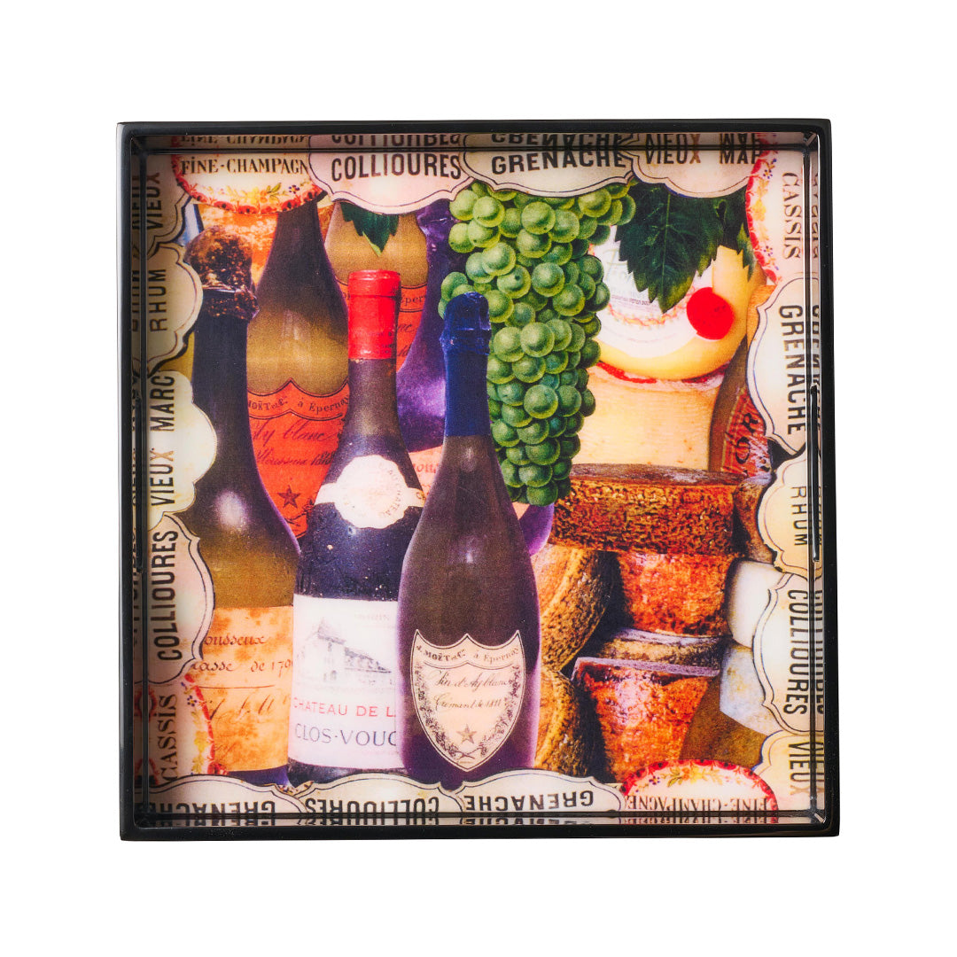 Elegant Vino Lacquered Wooden Serving Tray - Perfect for Wine, Cheese & Charcuterie Boards, Home Decor & Gift Giving