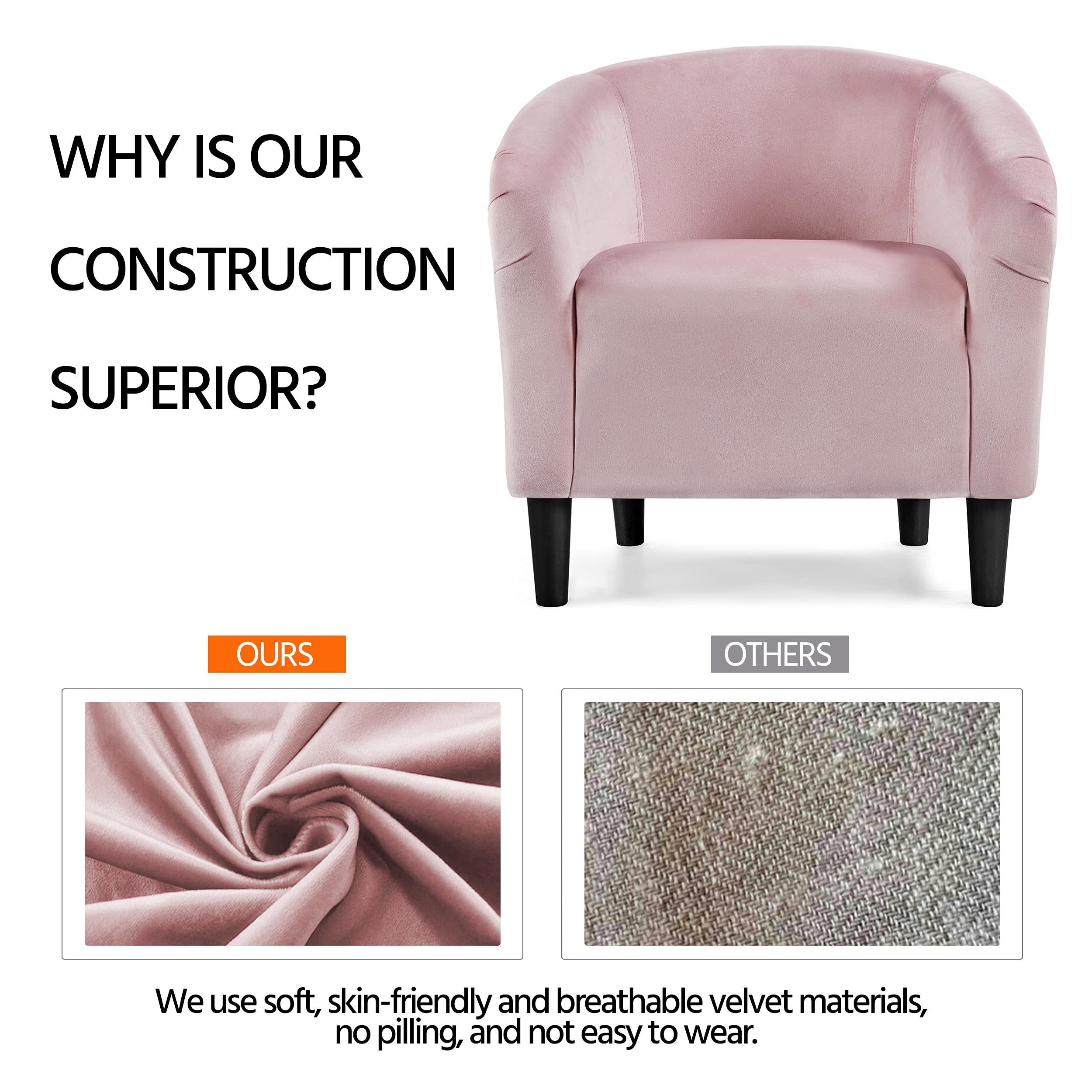 Yaheetech Modern Barrel Chair - Soft & Cozy Vanity Chair with Sturdy Metal Legs & Padded Seat for Living Room, Bedroom, Makeup Room (Pink) | Perfect for Reading Nook, Dressing Table & Home Office Accent Chair