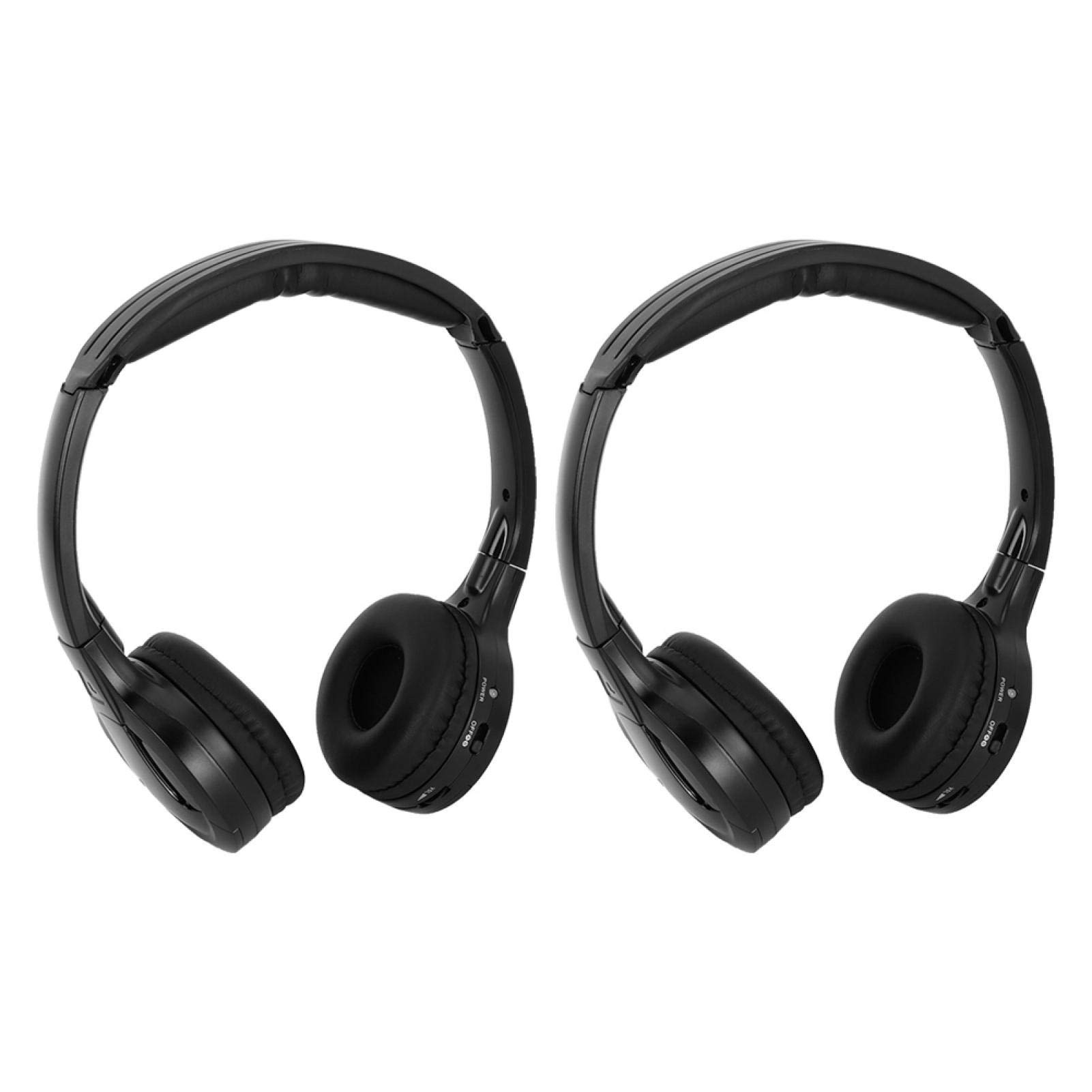 Kuuleyn Wireless IR Stereo Headphones for Car - 2 Channel Cordless Infrared Audio Headphones for Car Headrest DVD (2 Pack) | Perfect for Road Trips & Family Travel Entertainment
