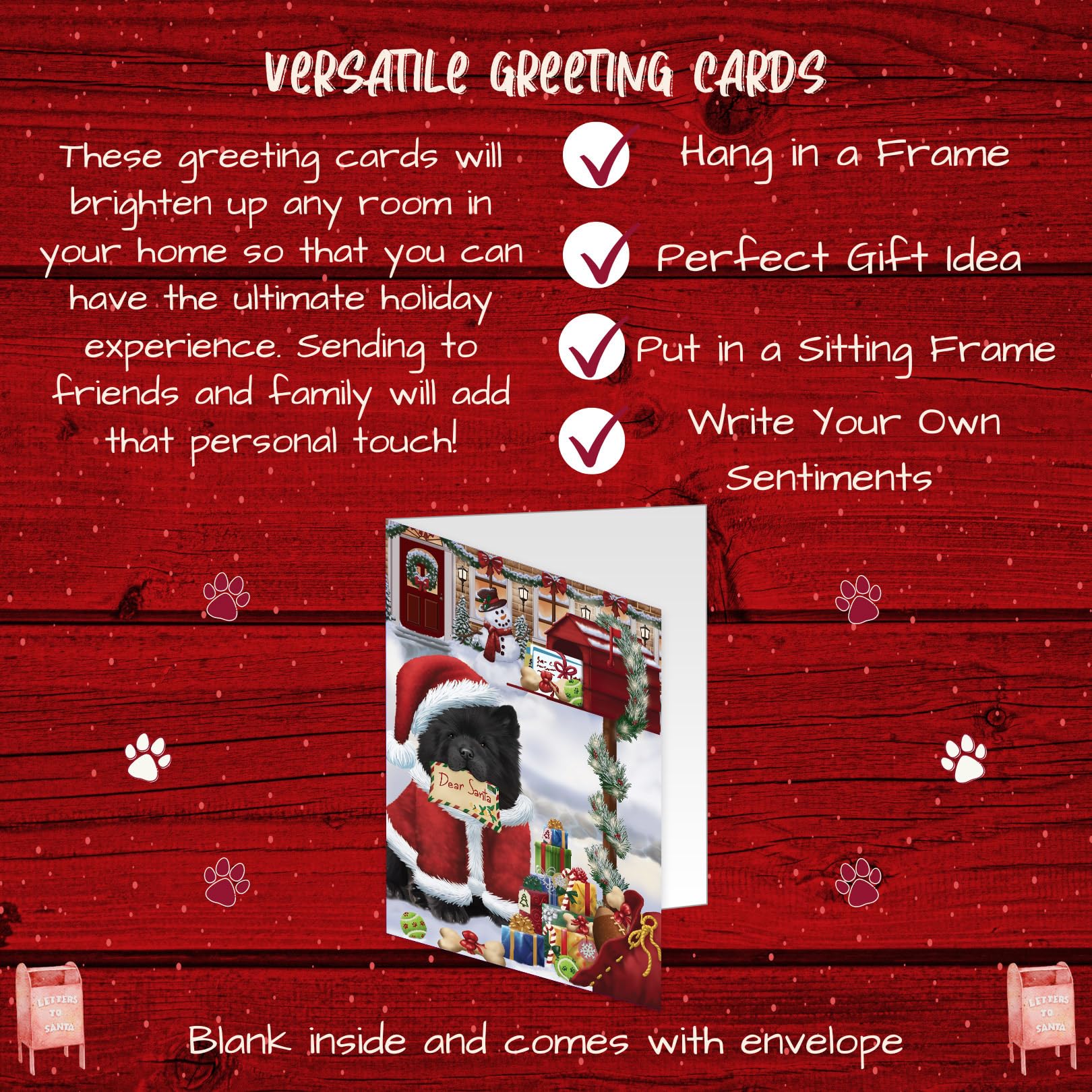 Dear Santa Mailbox Christmas Letter Chow Chow Dog Greeting Cards - 10 Adorable Pet Invitation Cards with Envelopes - Festive Pet Artwork Holiday Cards GCD65702 | Perfect for Christmas Gifts, Pet Lover Presents & Holiday Card Exchanges