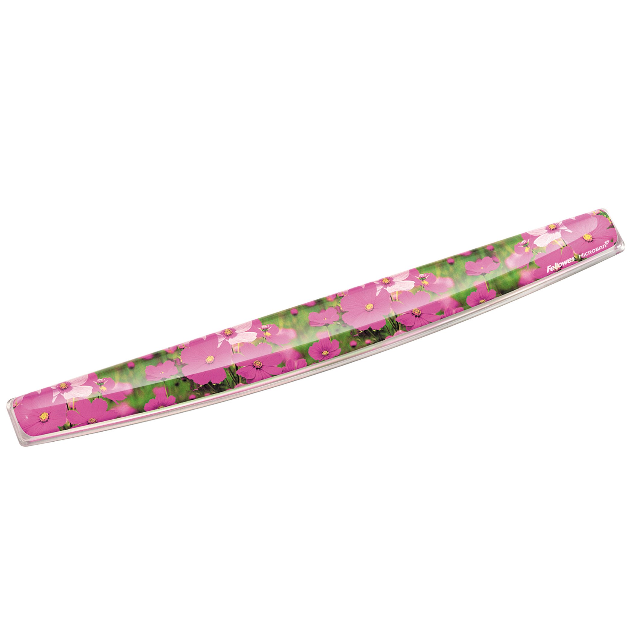 Fellowes Photo Gel Keyboard Wrist Rest with Microban Antimicrobial Protection - Pink Floral Design (9179101) | Ergonomic Support for Office, Gaming & Computer Workstations