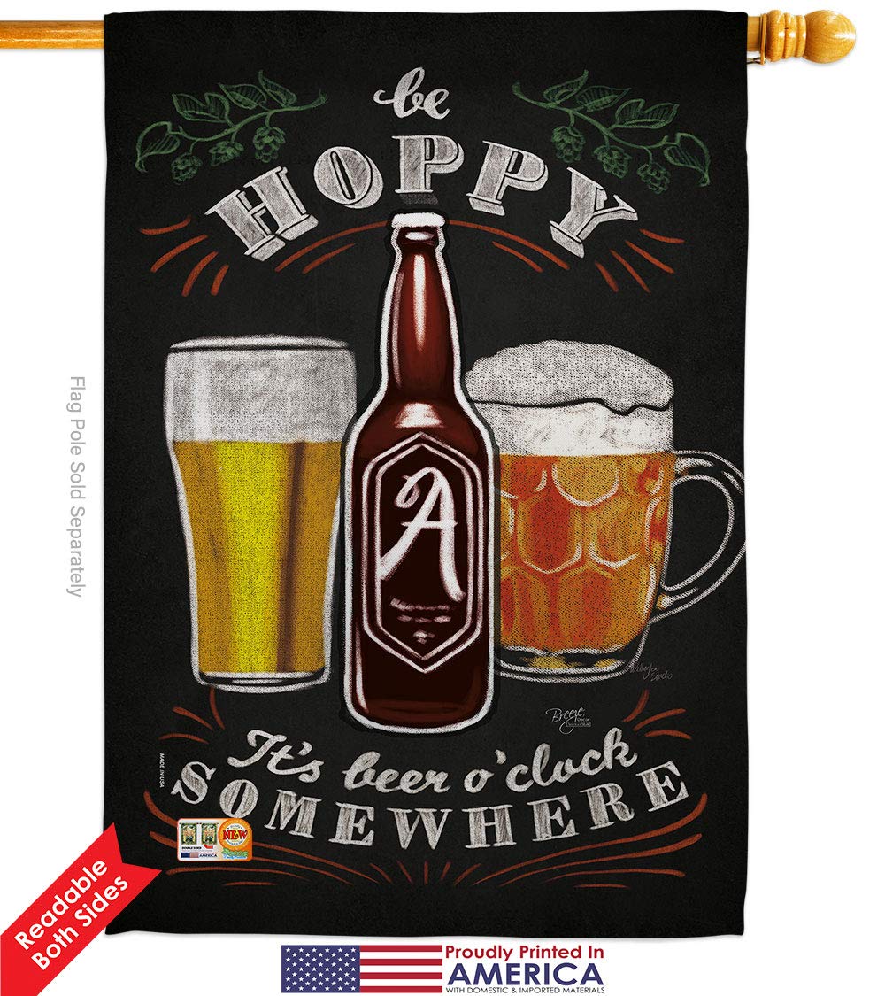 Double-Sided Beer Garden House Flags Set - 28x40 Inch Happy Hour Party Decor for Yard, Pong Games & Craft Beer Lovers | Made in USA | Perfect for Backyard BBQs, Tailgating & Pub-Themed Events