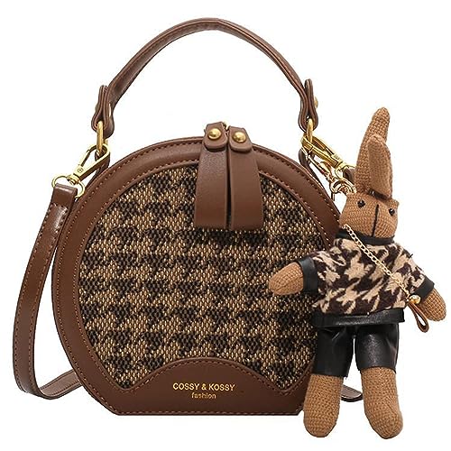 Round Houndstooth Brown