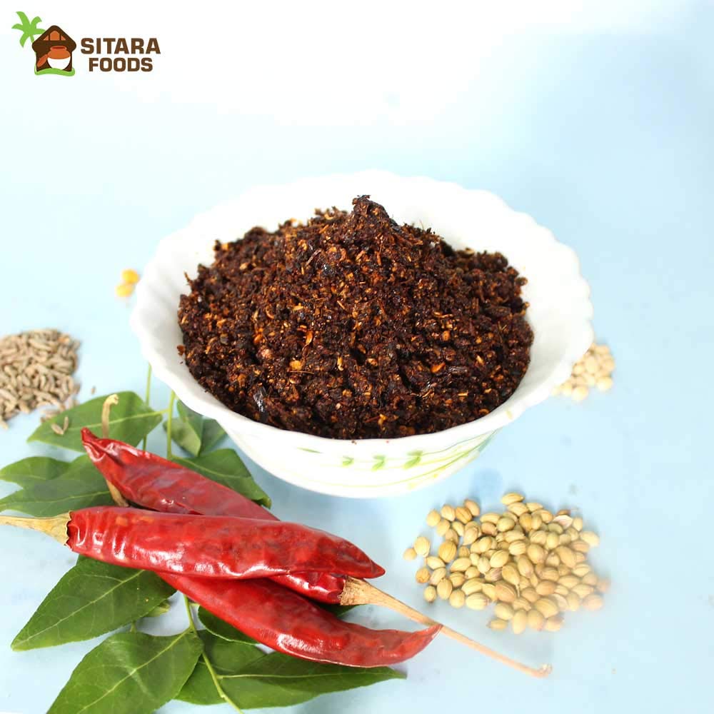 Authentic Andhra Nalla Karam Podi - Spicy Indian Gunpowder Chutney Powder for Breakfast, Idli, Dosa & Rice | Homemade South Indian Masala