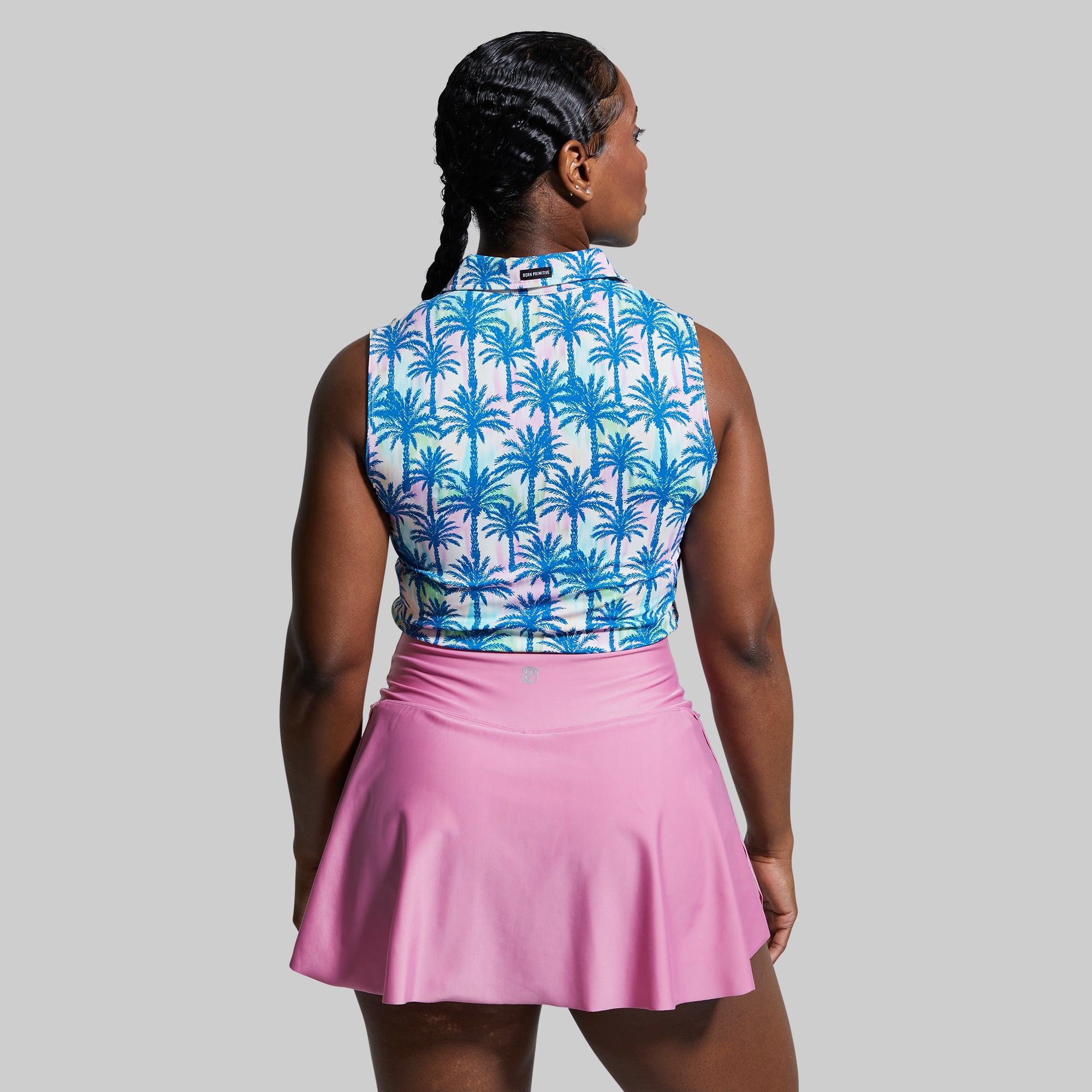 Victory Sleeveless Polo Shirt for Men - Breathable Summer Golf Shirt with Wild Palm Print - Perfect for Golf, Tennis, Beach & Outdoor Activities