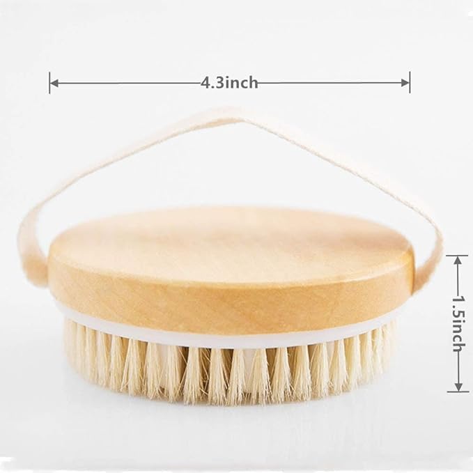 FARIOX Dry Body Brush for Exfoliation - Natural Bristle Bath Brush to Remove Dead Skin & Cellulite, Improve Lymphatic Drainage & Circulation - Perfect for Dry Brushing, Spa Days & At-Home Self-Care Routines