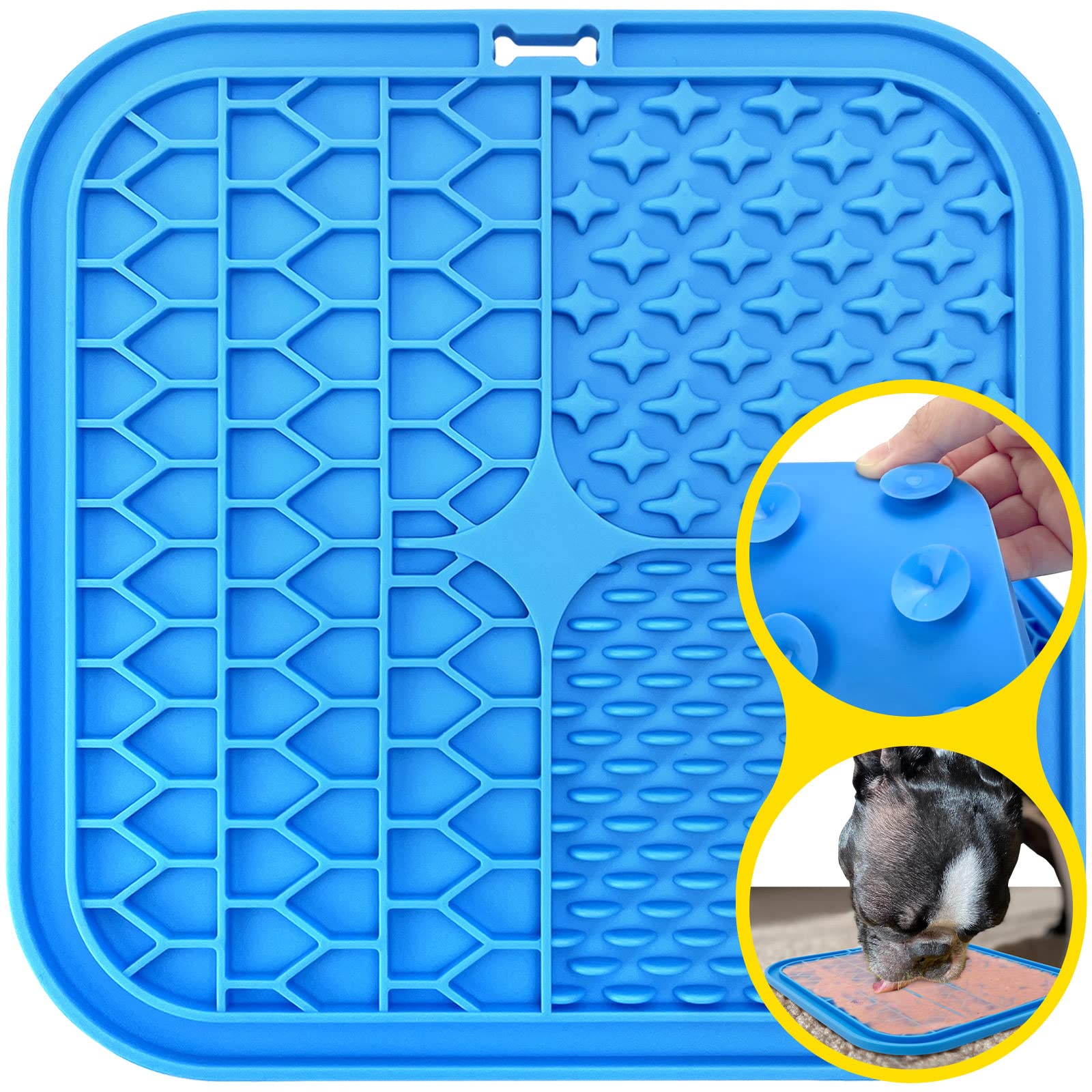 TDZWIN Dog Licking Mat with Suction Cups - Slow Feeder Bowl for Anxiety Relief, Treats & Yogurt - BPA Free Peanut Butter Lick Pad for Dogs - Perfect for Grooming, Training & Mealtime Stress Reduction